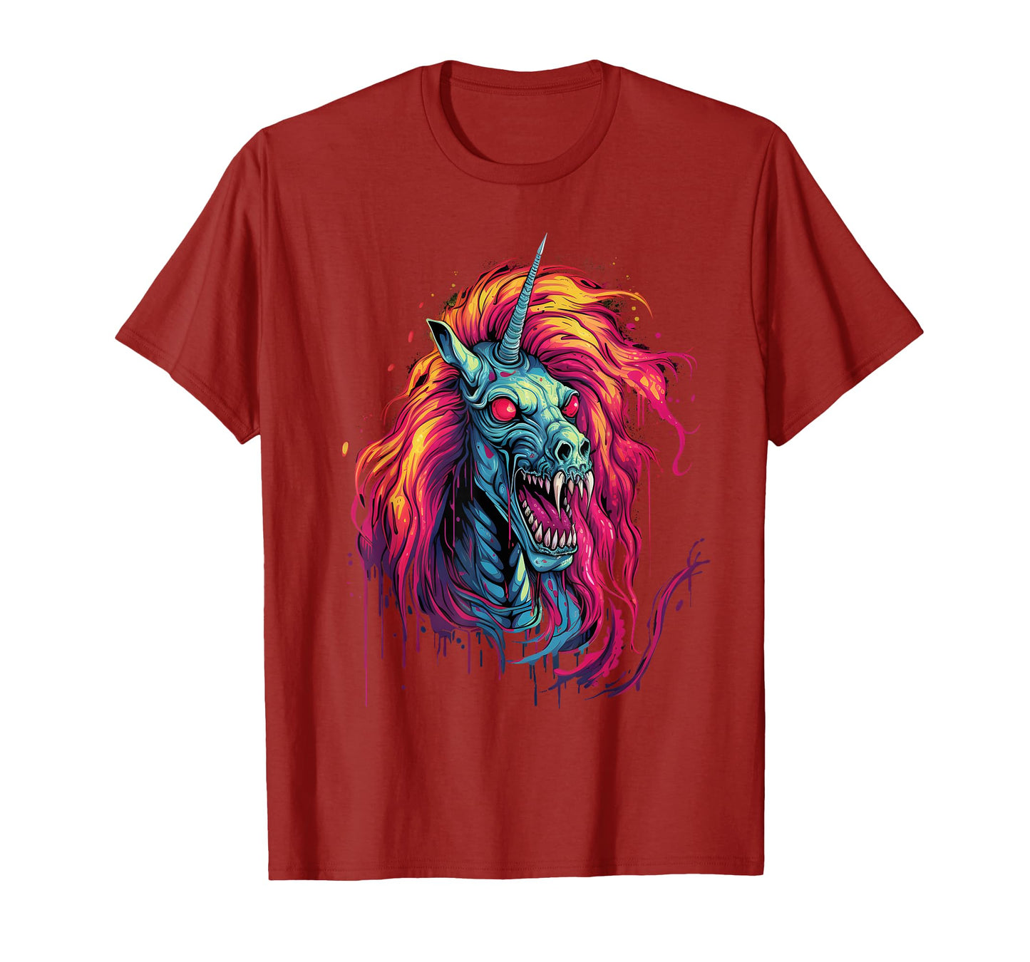 Halloween Zombie Unicorn Skull Colorful Halloween Graphic T-Shirt