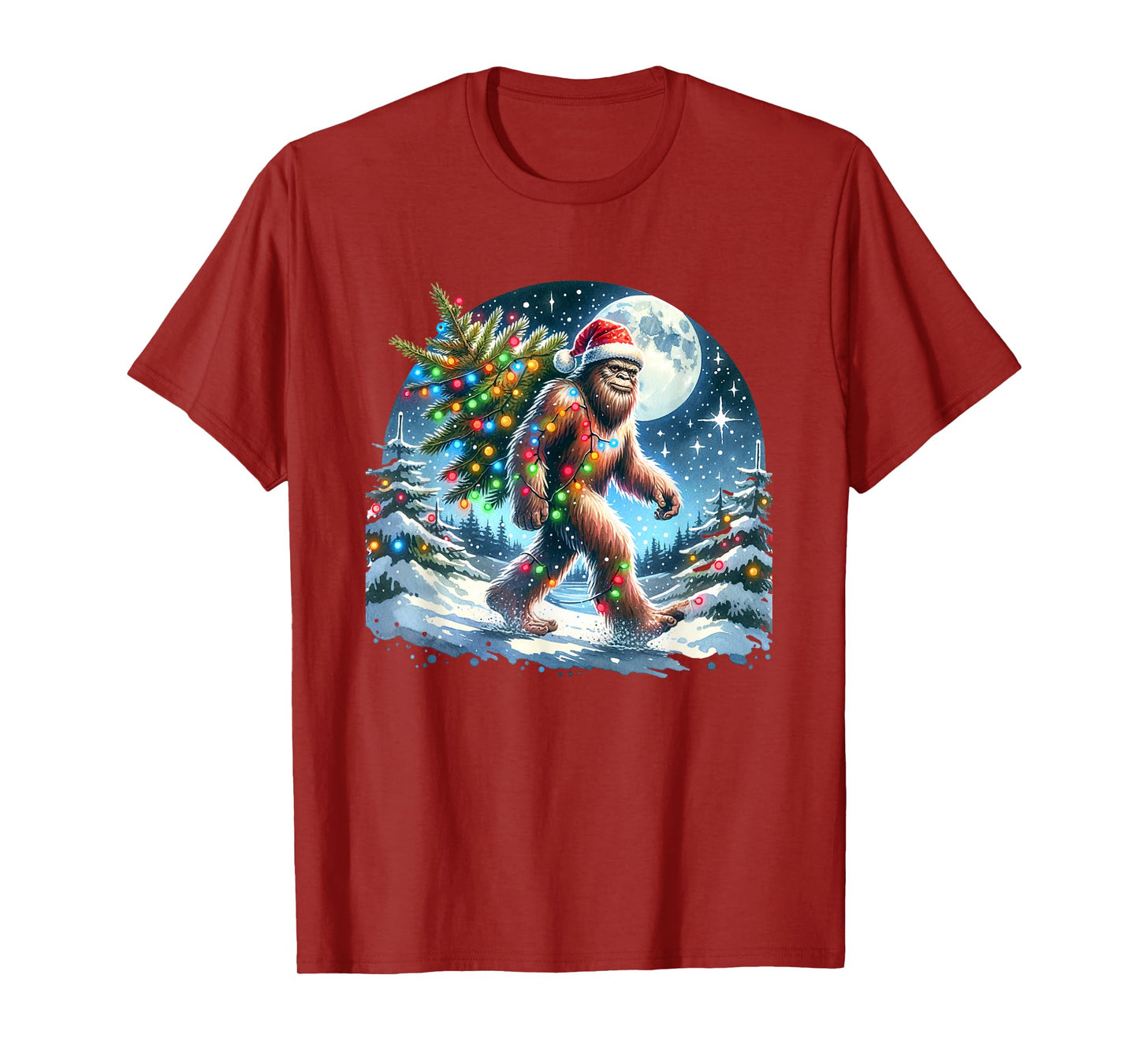 Bigfoot Christmas Holiday Sasquatch Xmas T-Shirt - Bigfoot CHristmas Shirt & Sasquatch Lover Xmas - Unisex-Adults, Unisex-Kids - Black - Small - Short Sleeve - T-Shirt