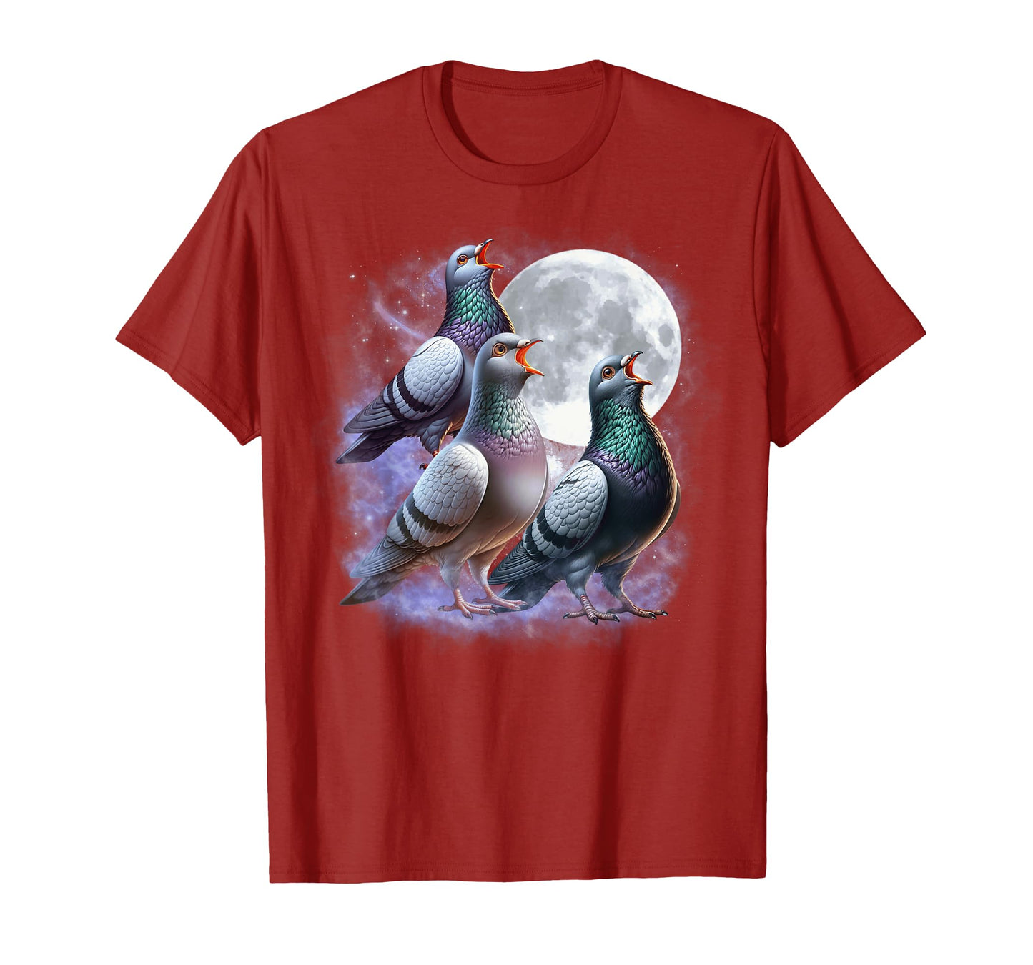 Three Pigeons Moon Funny Pigeon Howling Wolfs Moon Parody T-Shirt