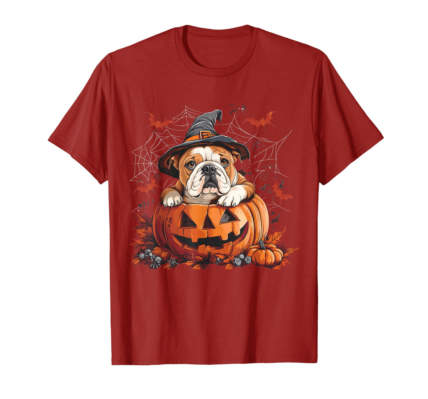 English Bulldog Pumpkin Halloween Thanksgiving Men Women Dog T-Shirt
