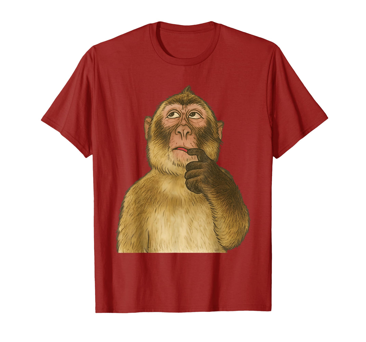 Funny Thinking Monkey Meme Tee Curious Animal Humor Gift T-Shirt