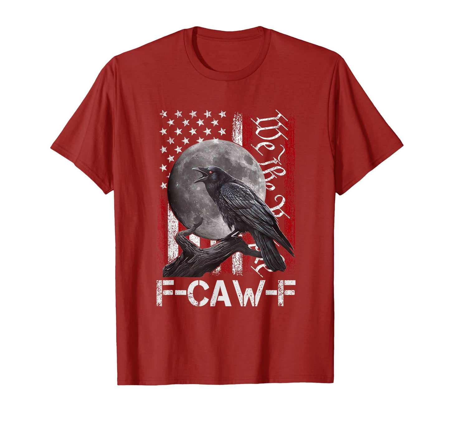 F-Caw-F Black Crow Black Bird Retro USA Flag Vintage F-Caw-F T-Shirt