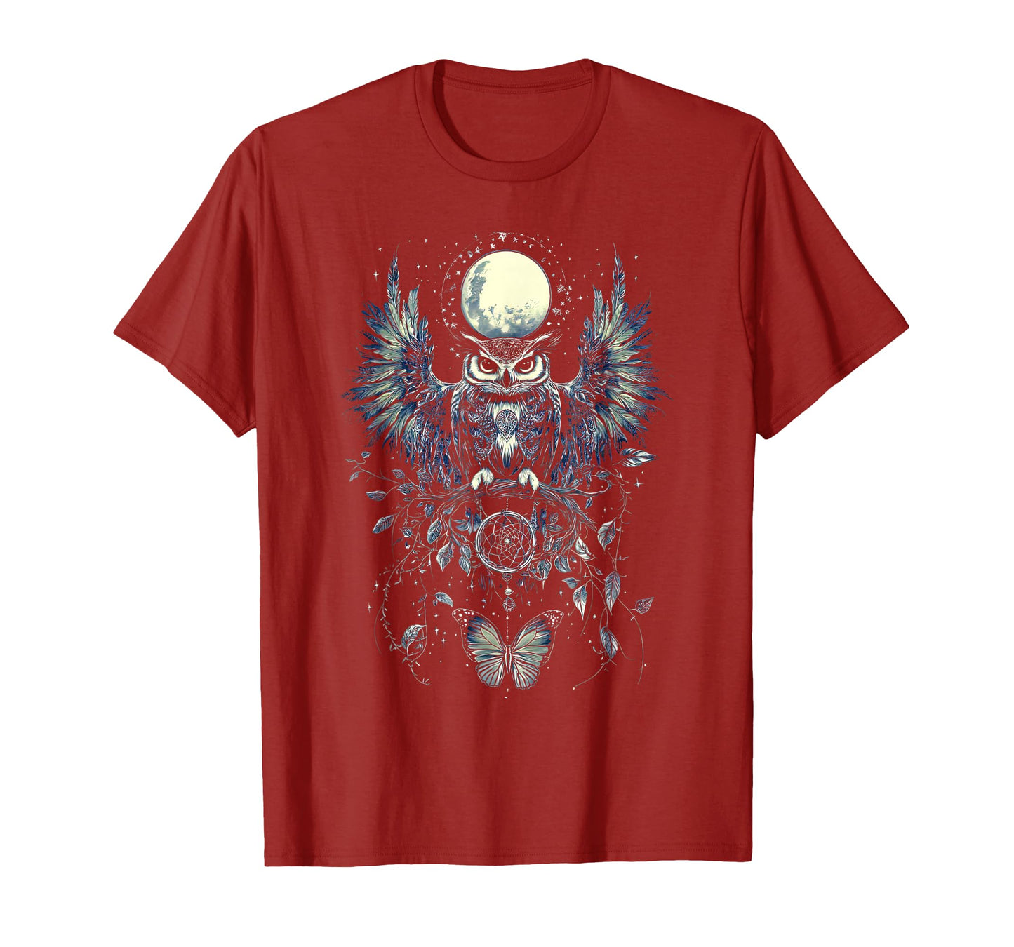 Mystical Owl Moon Celestial Butterfly Bird Art Animal Lover T-Shirt