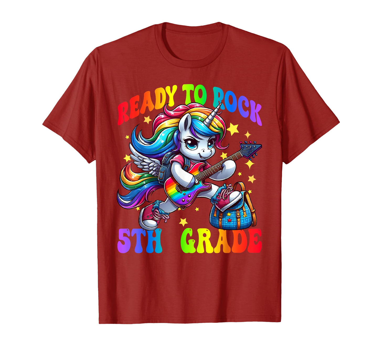 Unicorn Ready To Rock 5th Grade Back To School Rainbow T-Shirt