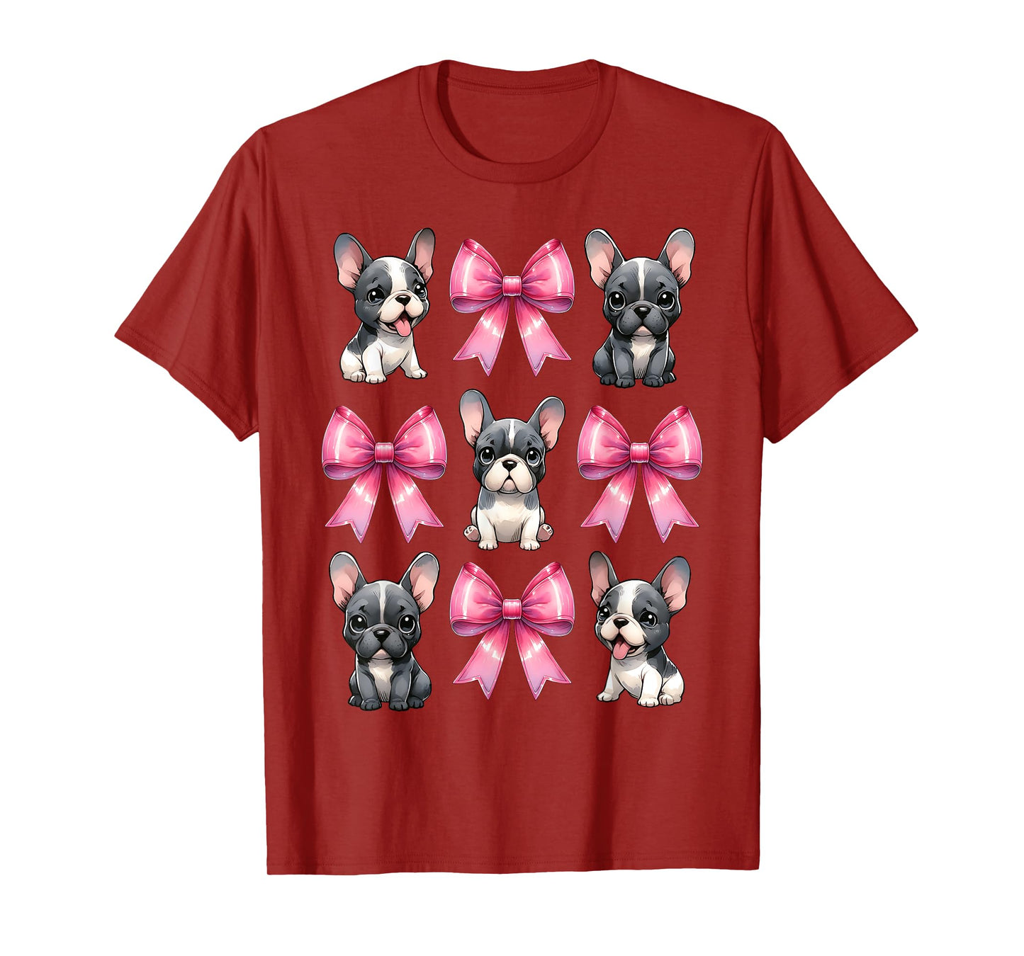 Coquette Bow French Bulldog Dog Frenchie Mom Pink Ribbon Mom T-Shirt