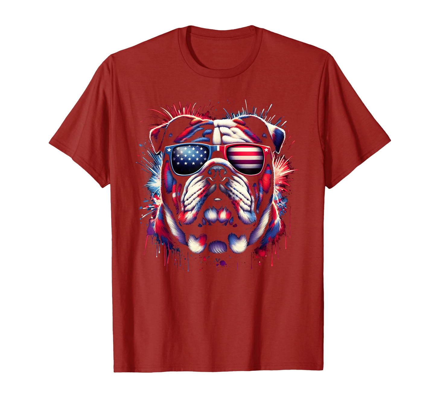English Bulldog 4th of July Merica Men Women USA Flag T-Shirt