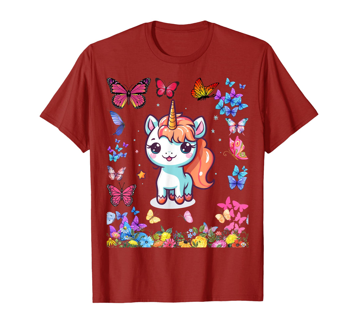 Gifts For Girls Unicorn Butterflies Graphic Tees Kids T-Shirt