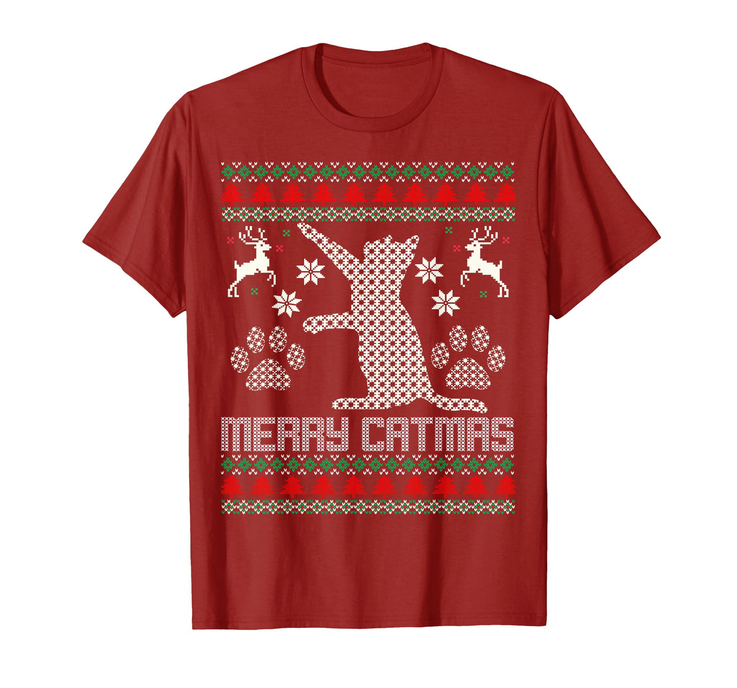 Merry Catmas Funny Cat Christmas Ugly Sweater Men Women Kids T-Shirt