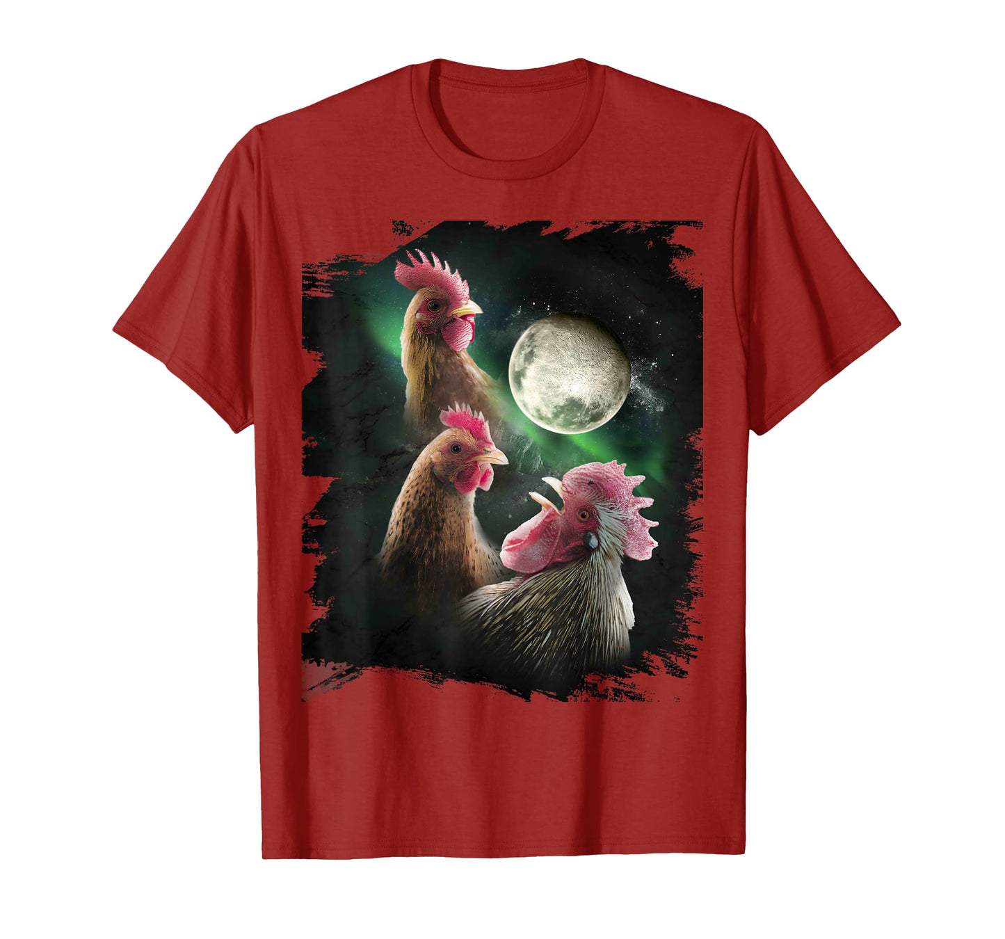 3 Chicken Moon Wolf Chickens Howling Wolves T-Shirt