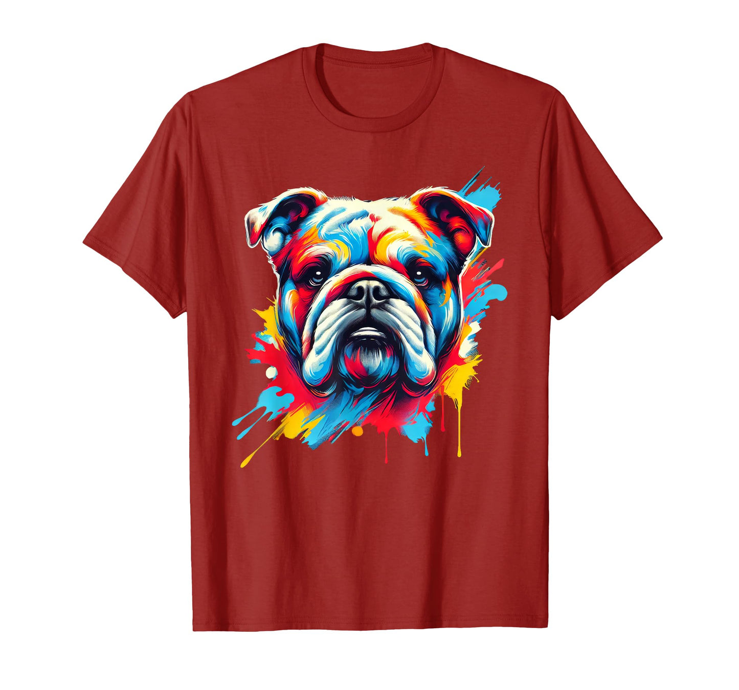 Colorful English Bulldog Dog Painting T-Shirt