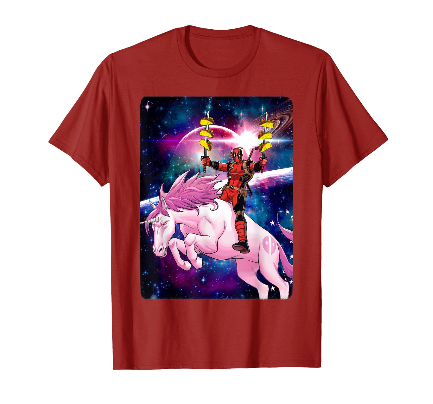 Marvel Deadpool Space Unicorn Tacos Graphic T-Shirt T-Shirt