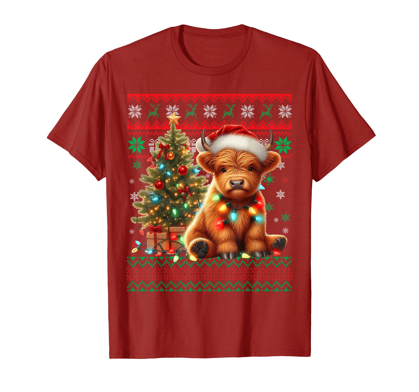 Scottish Highland Cow Christmas Funny Cow Lover Xmas T-Shirt
