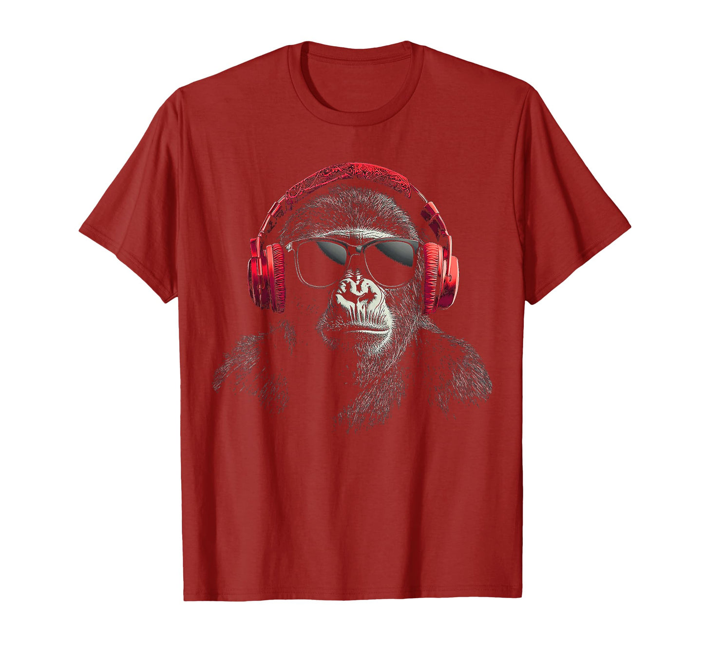 Gorilla Monkey Motif Animal Music Headphone Gorilla T-Shirt
