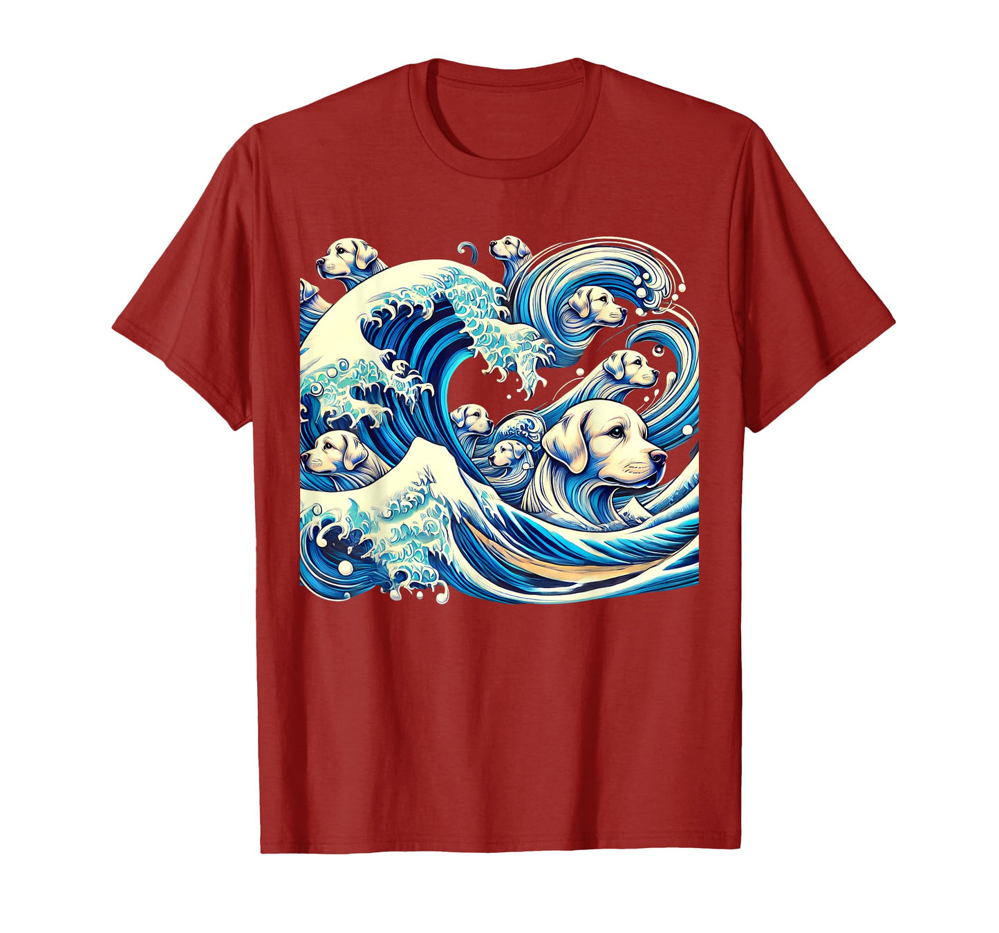 White Labrador Retriever Blue Dogs Wave Lab Puppy Japan Art T-Shirt