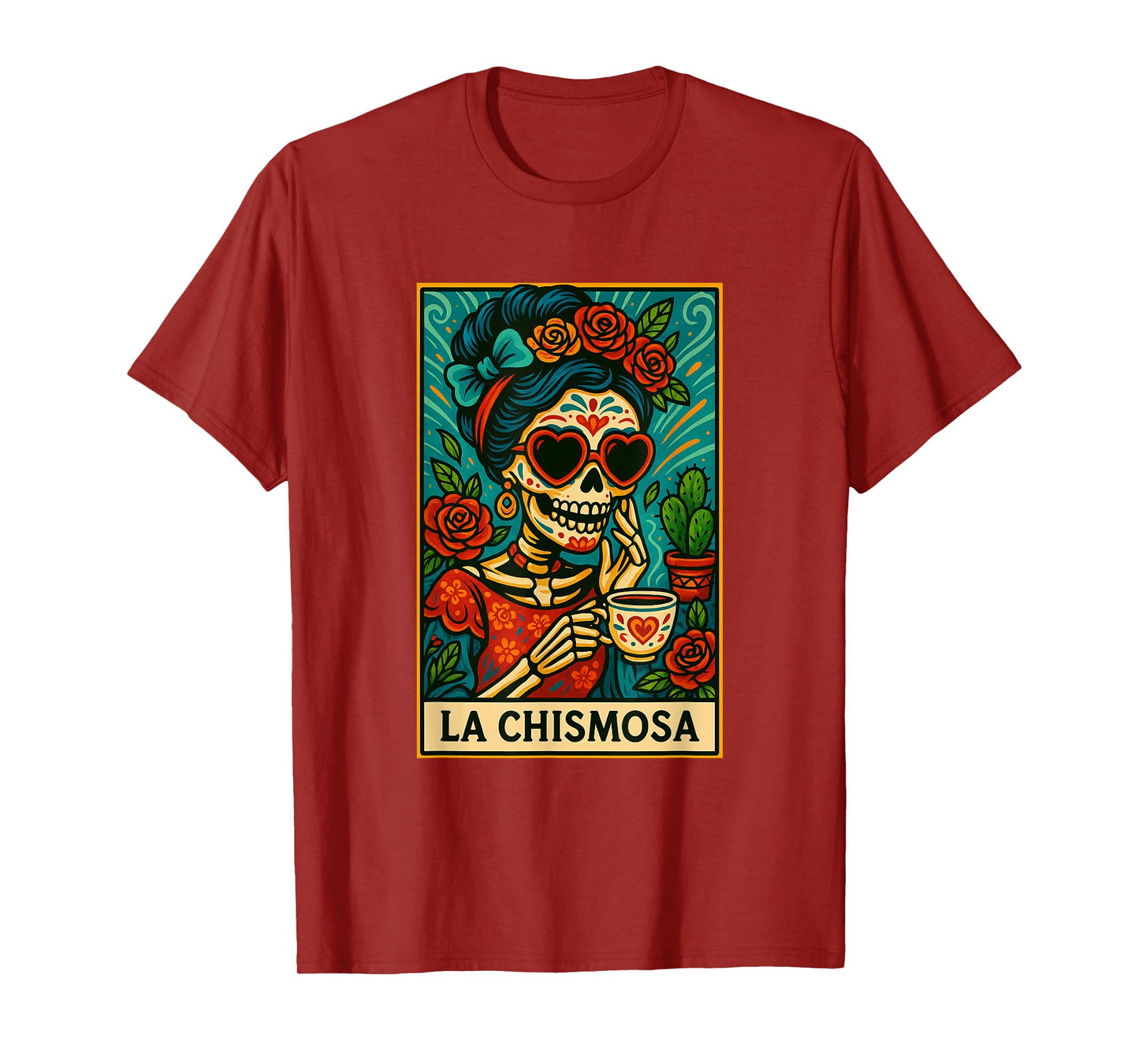 La Chismosa Spanish-Mexican Bingo Card Latinos Skeleton T-Shirt