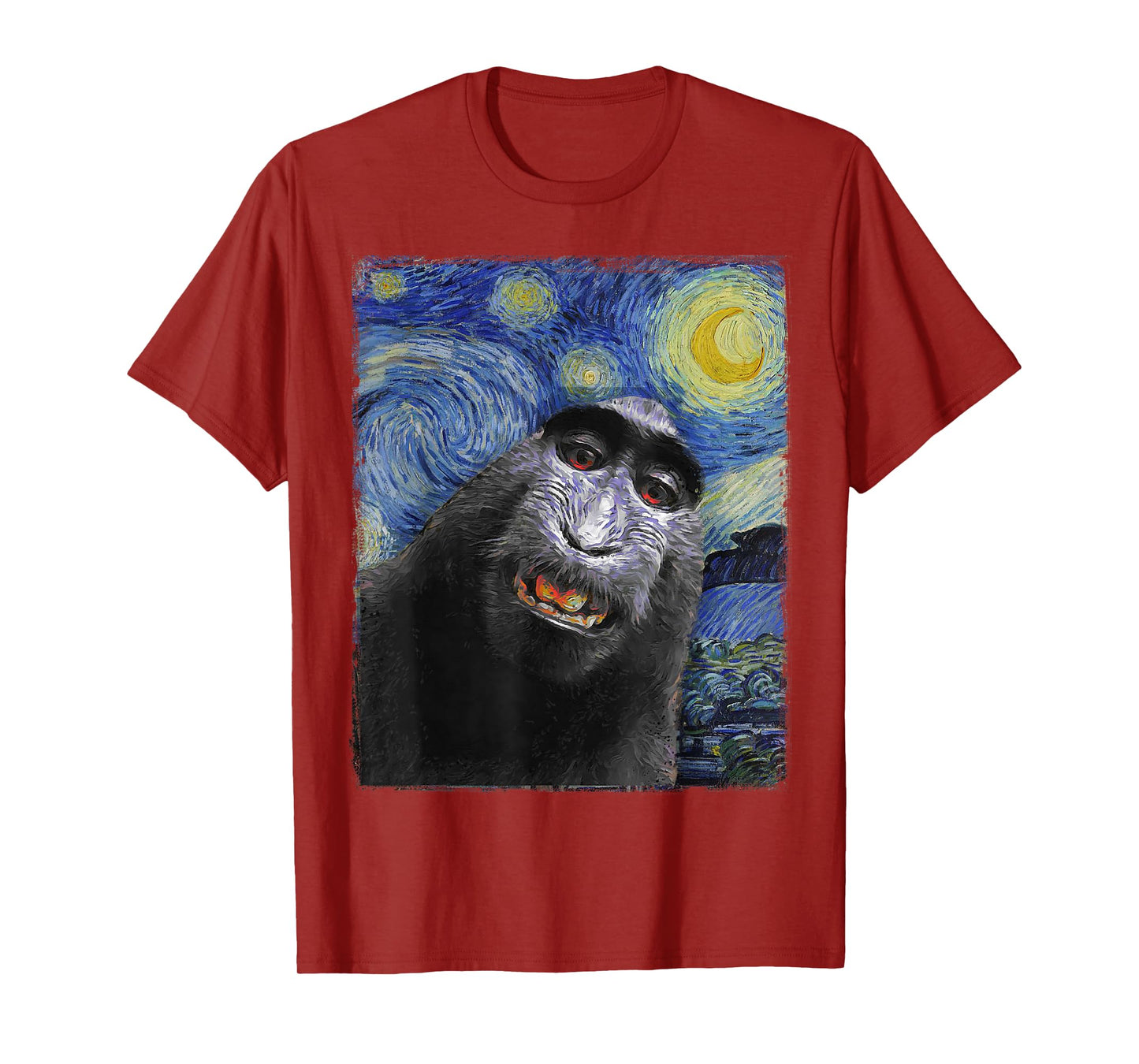 Funny monkey selfie Van Gogh Starry night Funny Art Painting T-Shirt