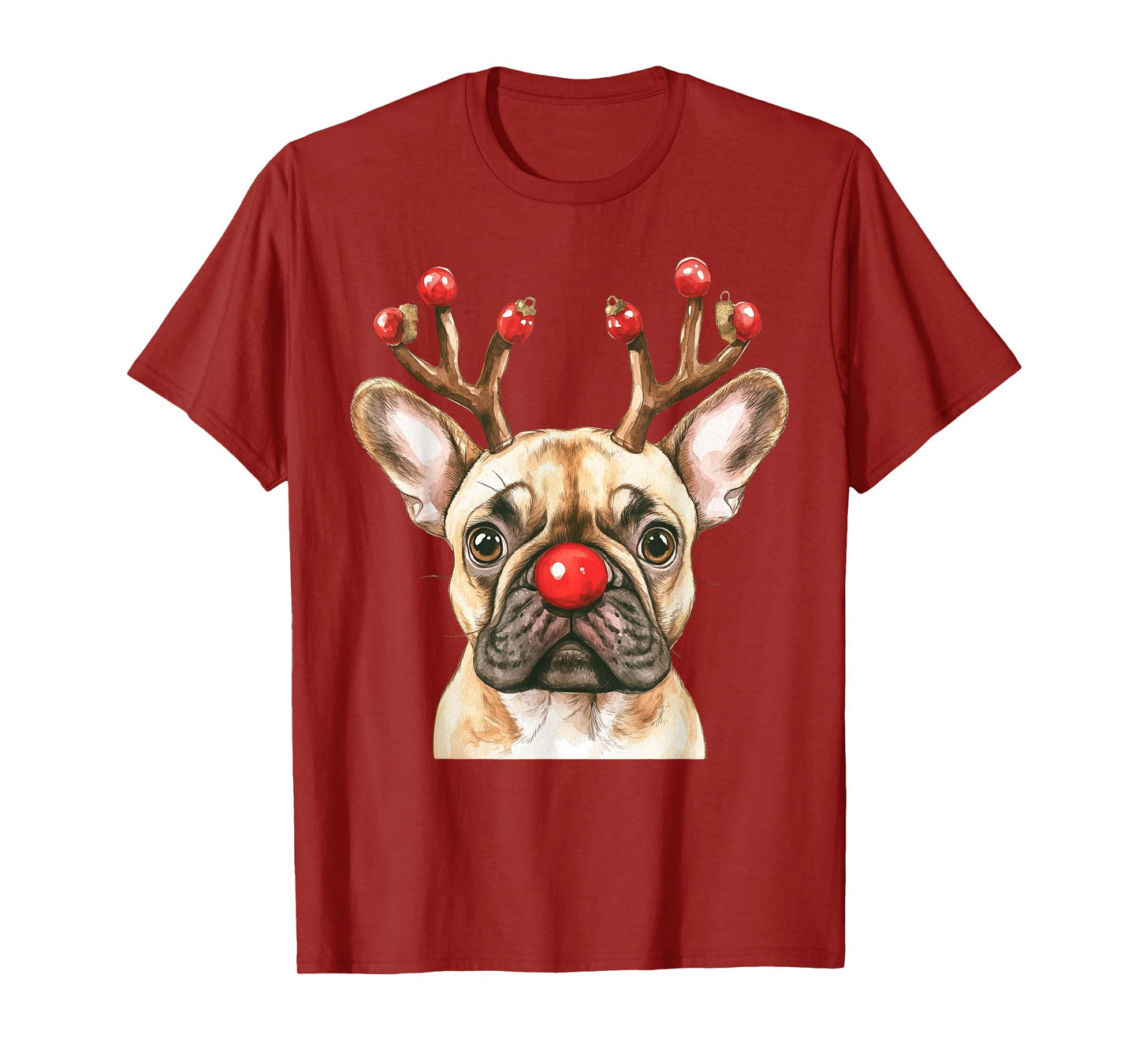 French Bulldog Reindeer Christmas Lights Dog Lover Xmas T-Shirt