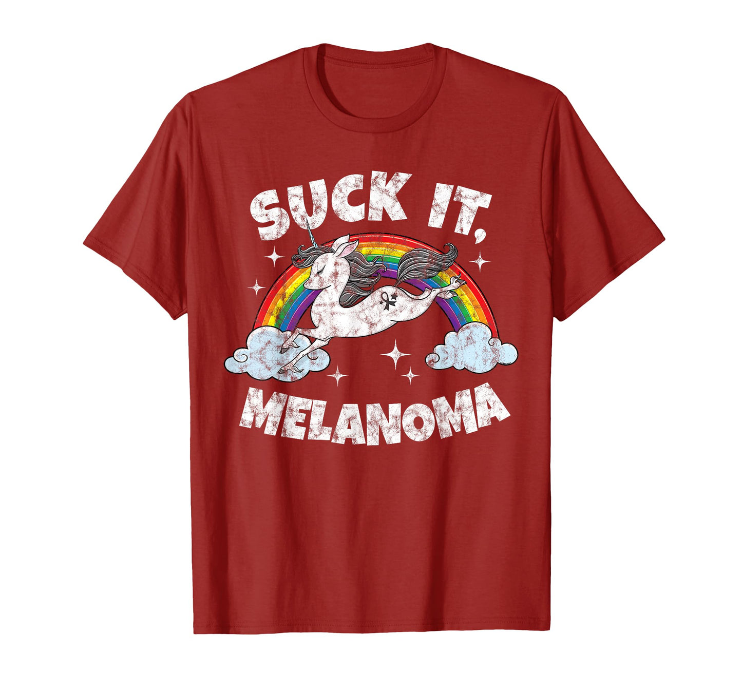 Suck It Melanoma Cancer Funny Quote Unicorn Rainbow T-Shirt