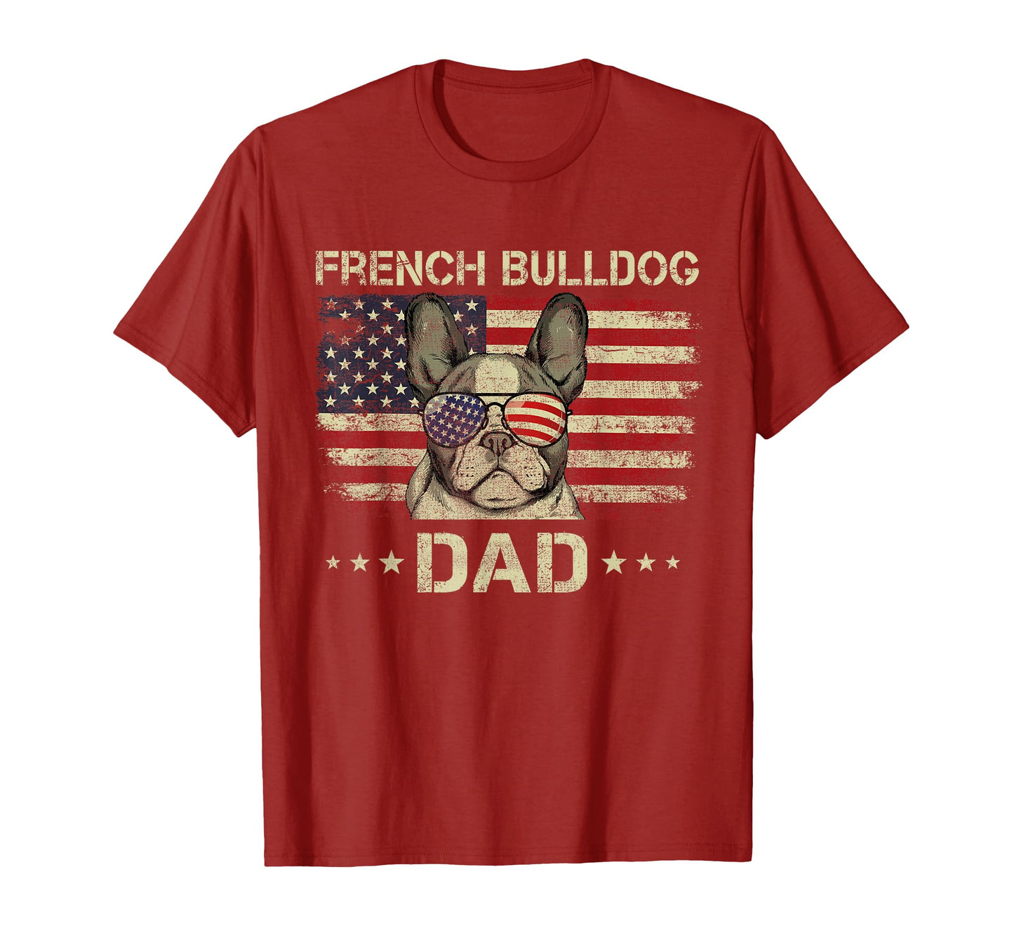 French Bulldog Dad Dog Lovers American Flag 4th Of July T-Shirt for Women Men