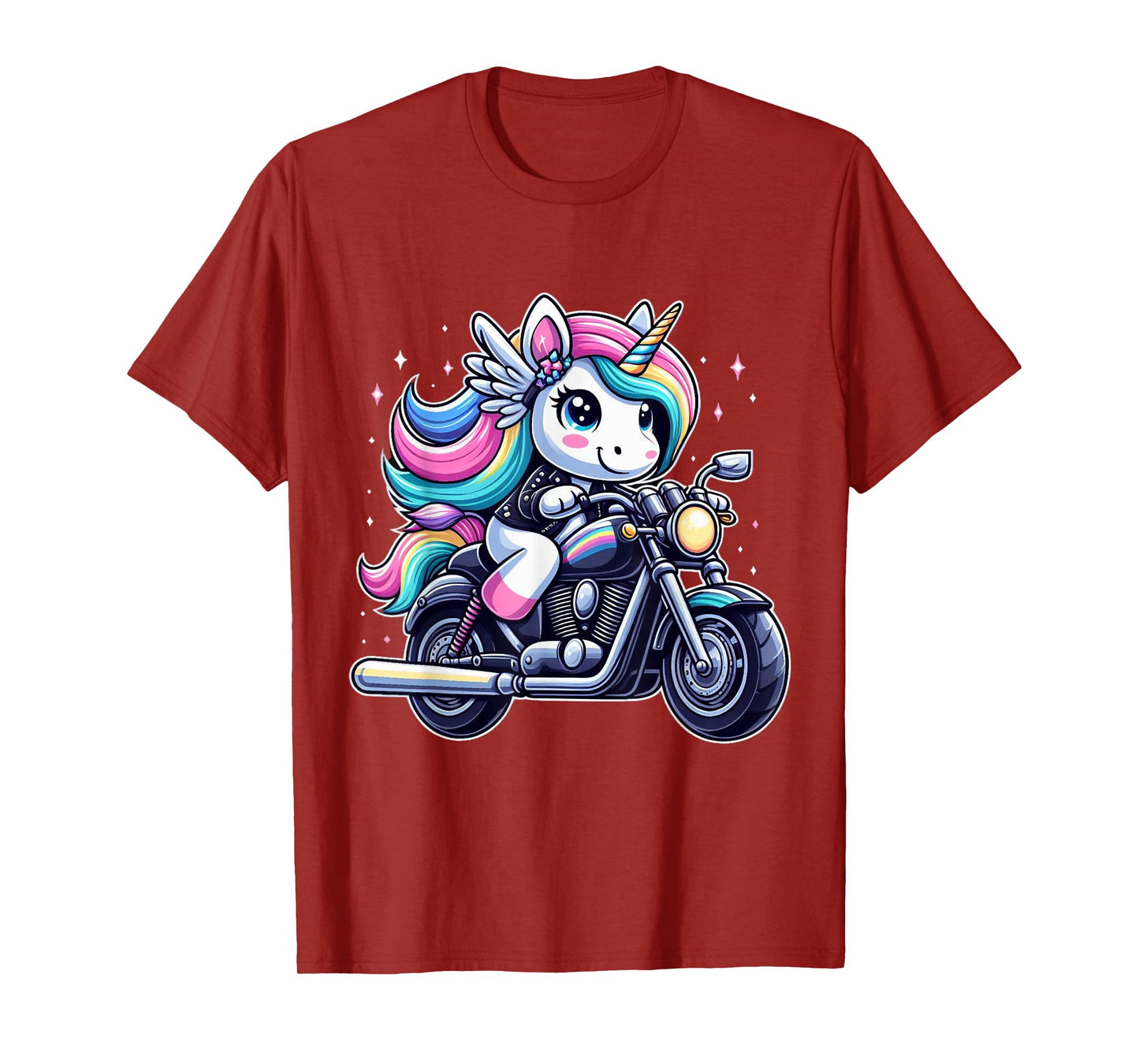 Unicorn Riding A Motorcycle Boys Girls Men Women Kids Adults T-Shirt
