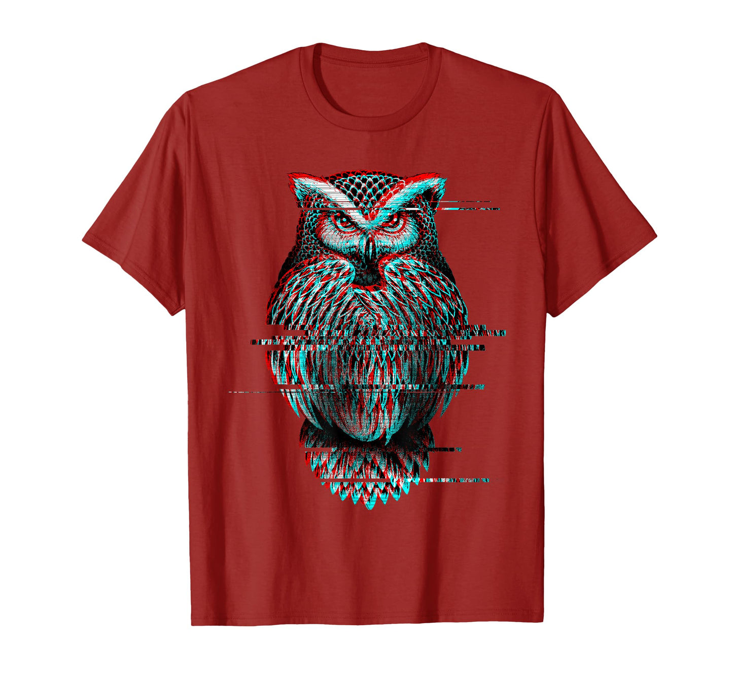 Glitched Owl Cool Glitch Effect Graphic Bird Lover Image T-Shirt