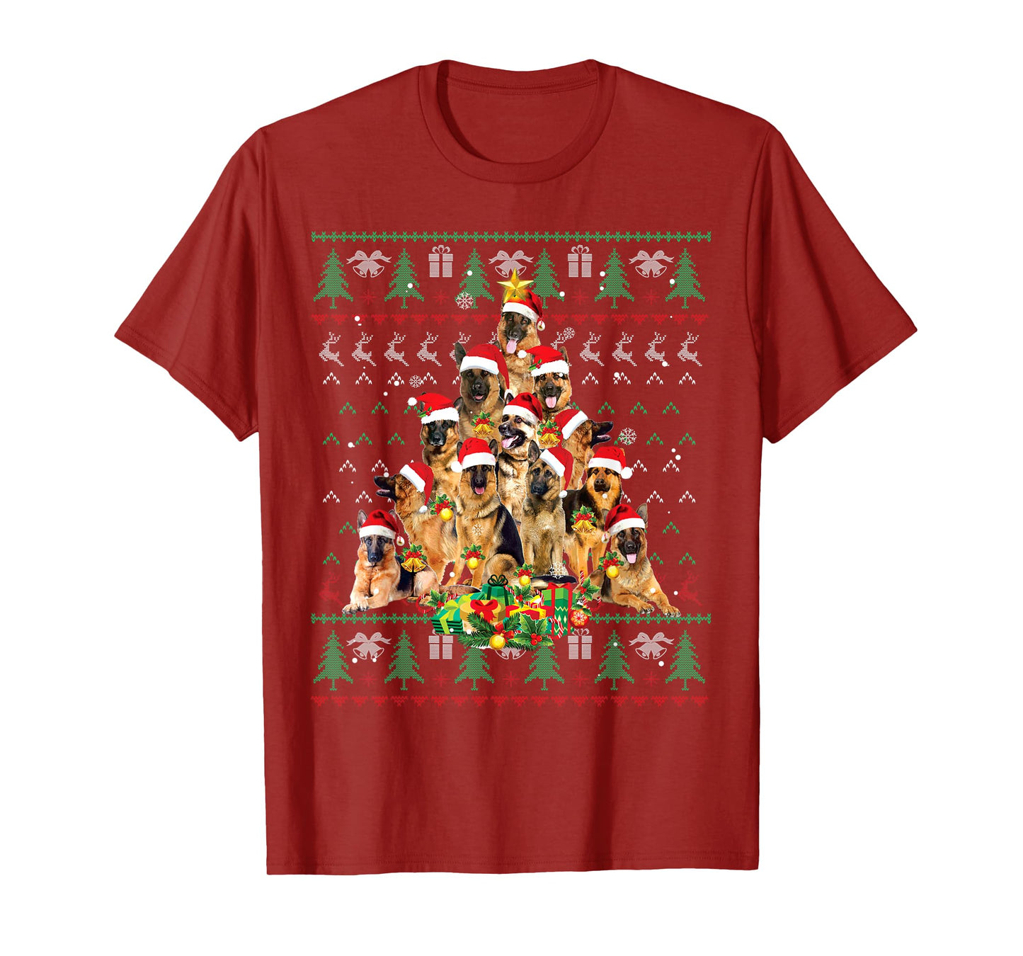 German Shepherd Christmas Tree Ugly Sweater Dog Xmas T-Shirt