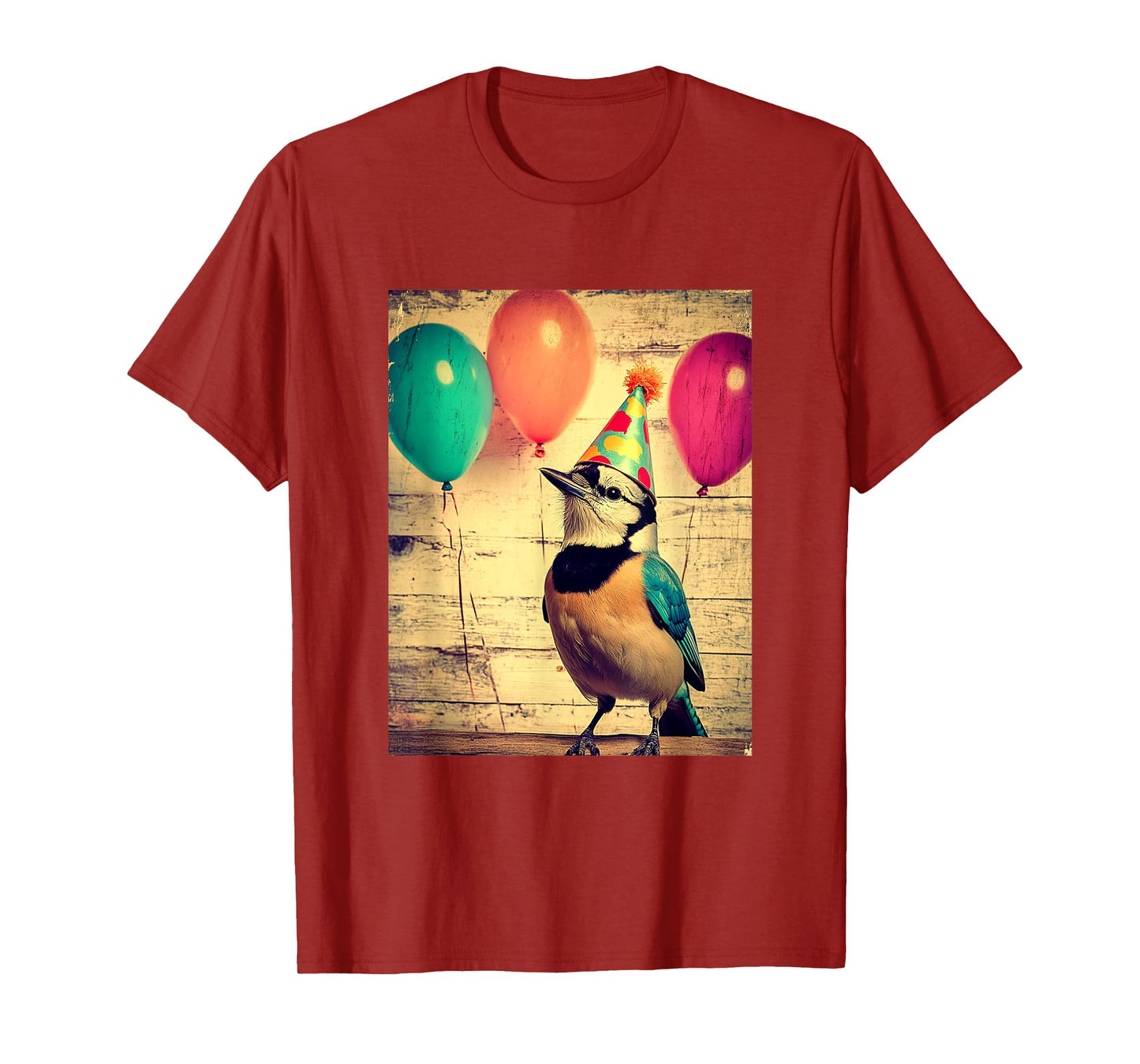 Blue Jay Retro Art Print Birthday Party Balloons & Party Hat T-Shirt