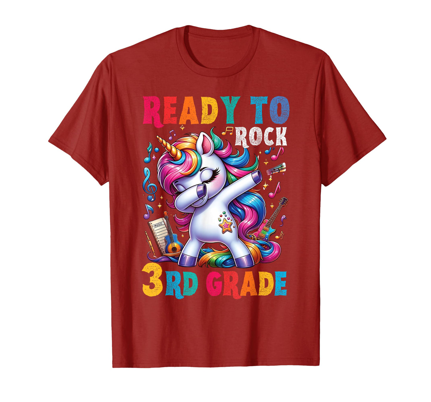 Student back to School 3rd grade Girls Musical Music Unicorn T-Shirt