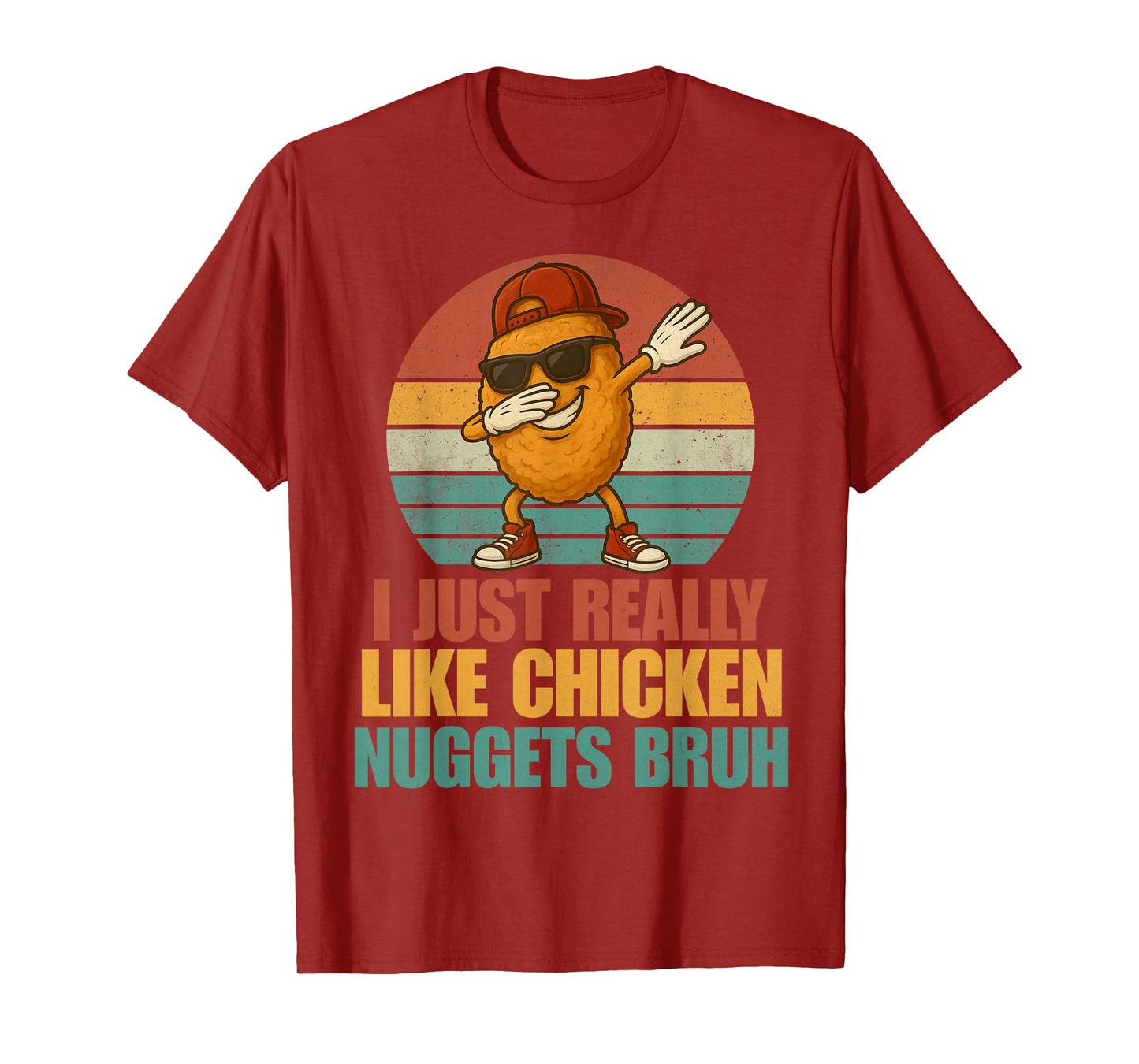 Funny Dabbing Chicken Nugget Bruh Boys Kids Retro Fast Food T-Shirt
