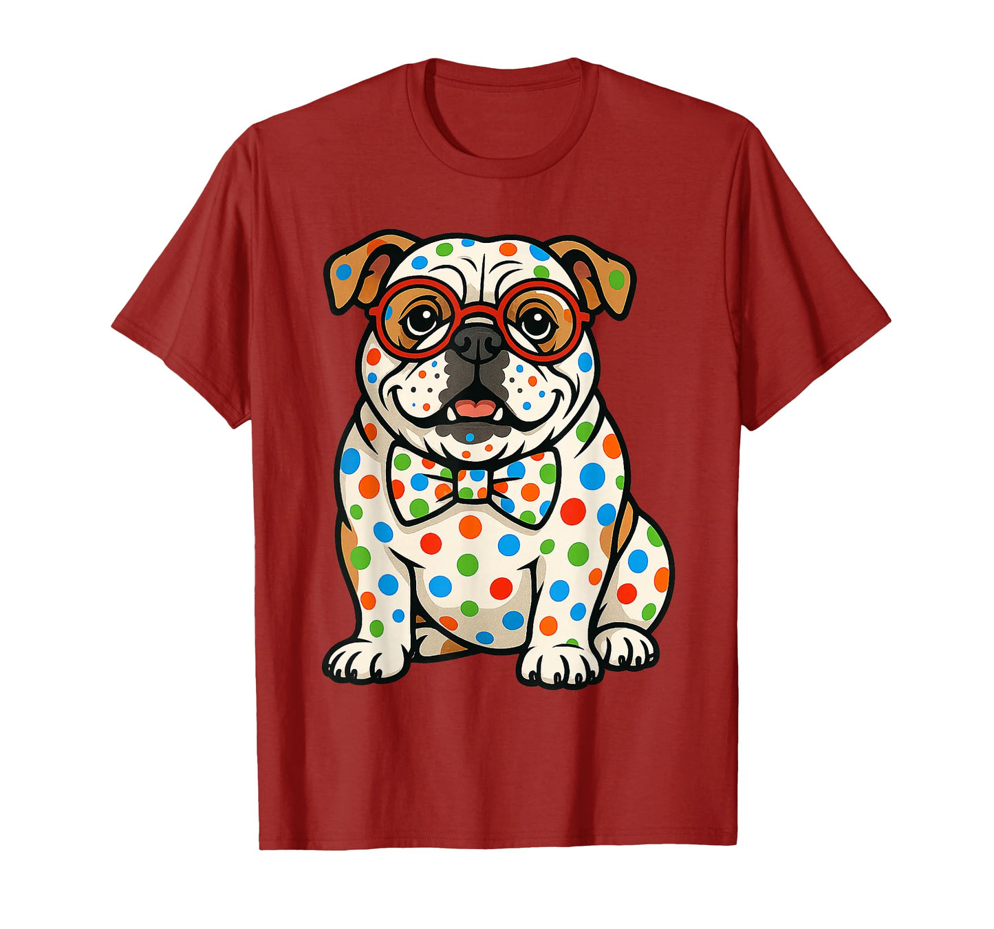Dot Day Bulldog with Colorful Polka Dots for Kids T-Shirt