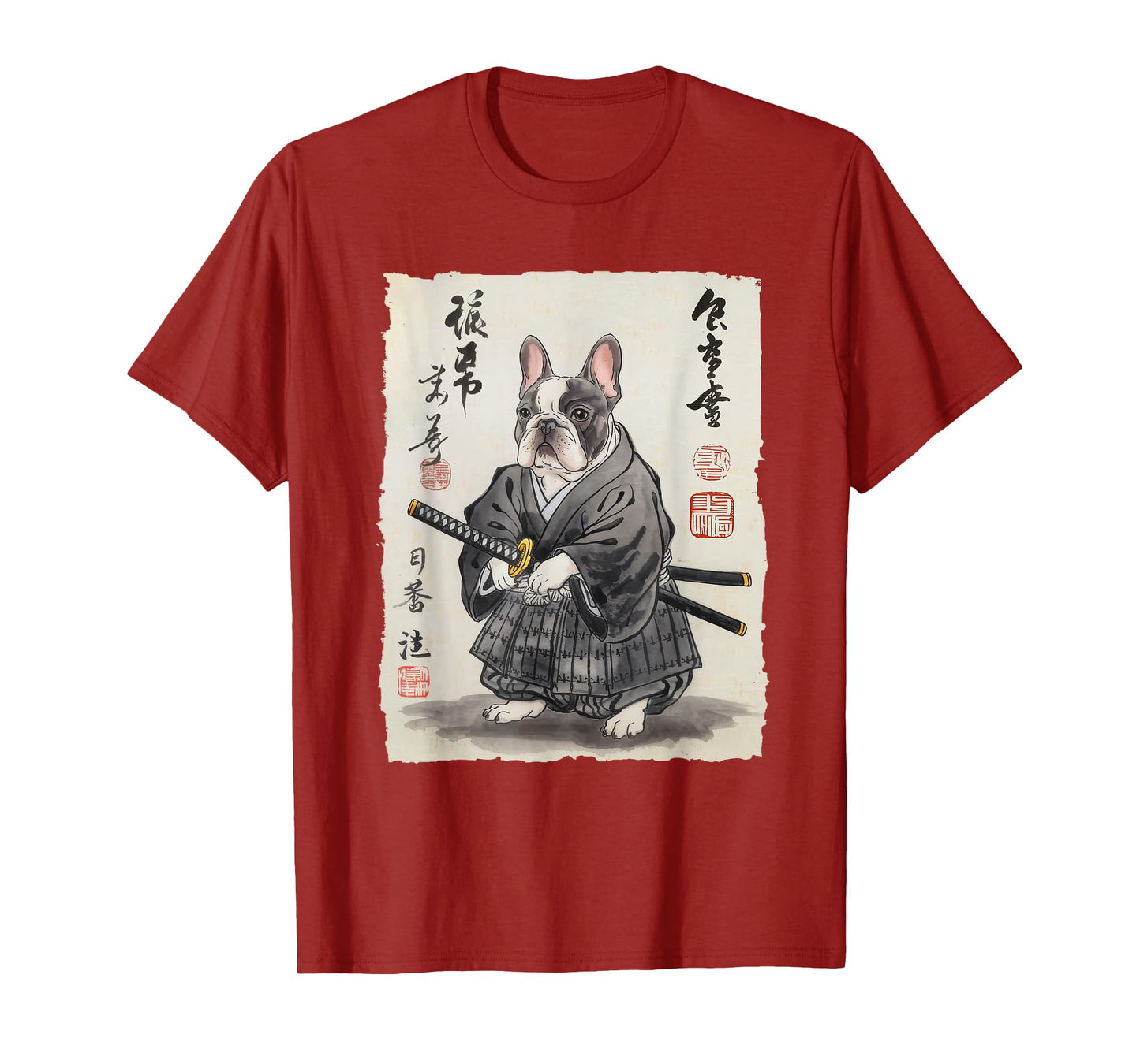 French Bulldog Samurai Japanese Ink Art for Men Women Kids T-Shirt