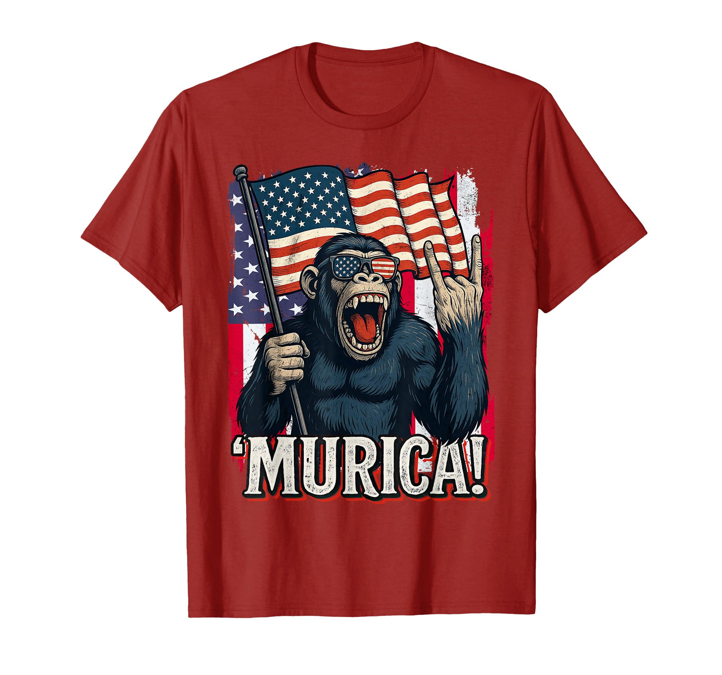 Murica Monkey 4th of July American Flag Patriotic USA T-Shirt