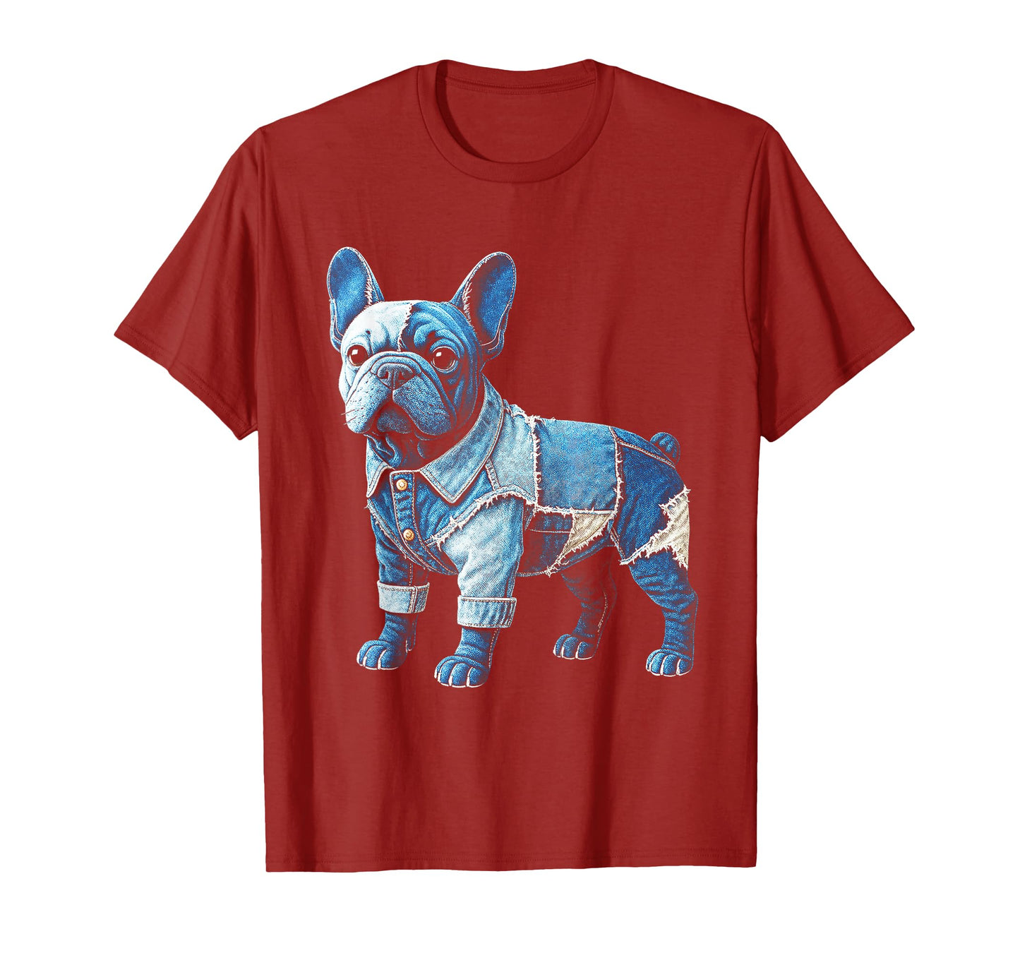 Denim Patchwork French Bulldog Art Cute Dog pet Gifts Men Women T-Shirt
