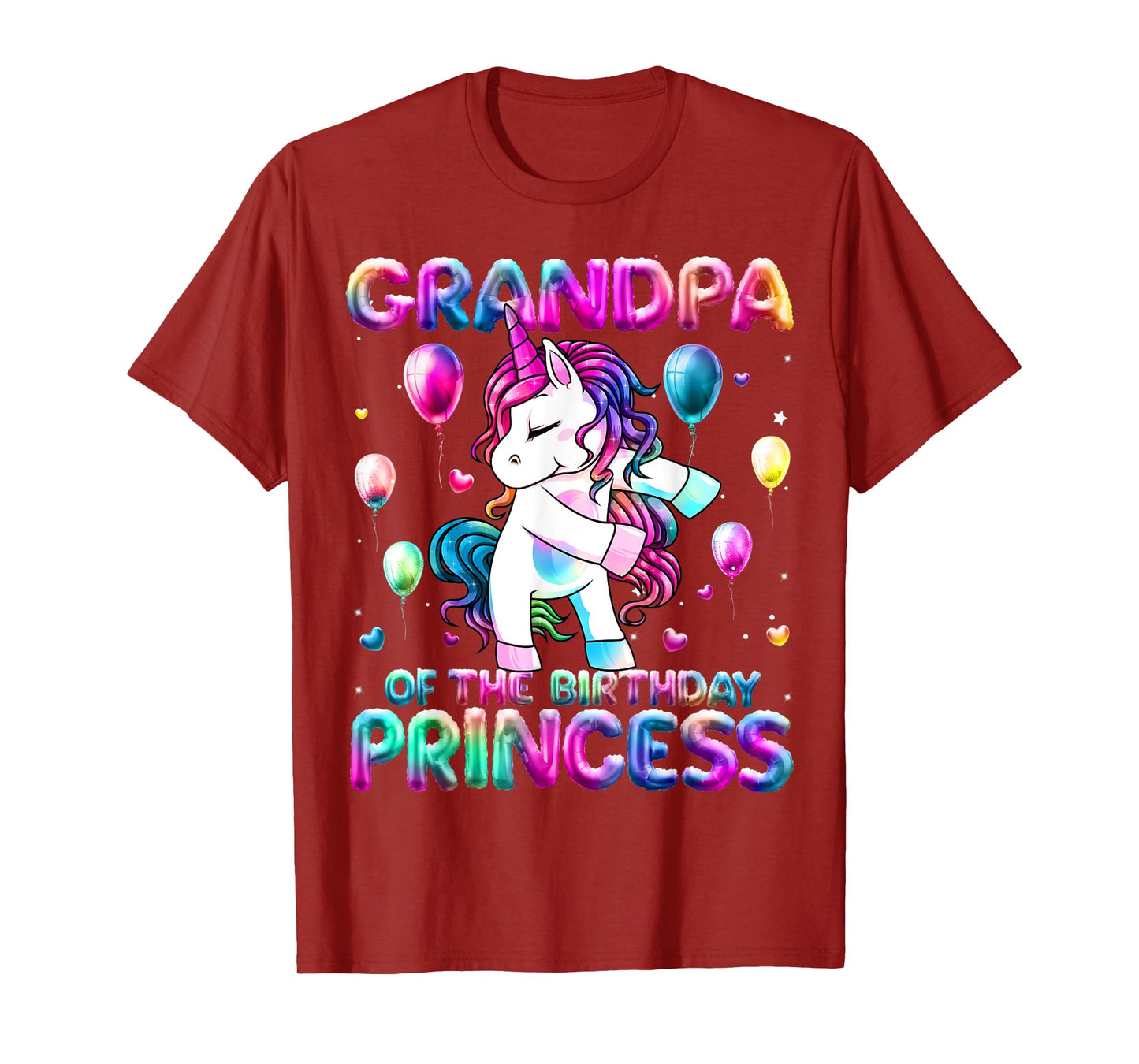 Grandpa of the Birthday Princess Girl Flossing Unicorn Papa T-Shirt