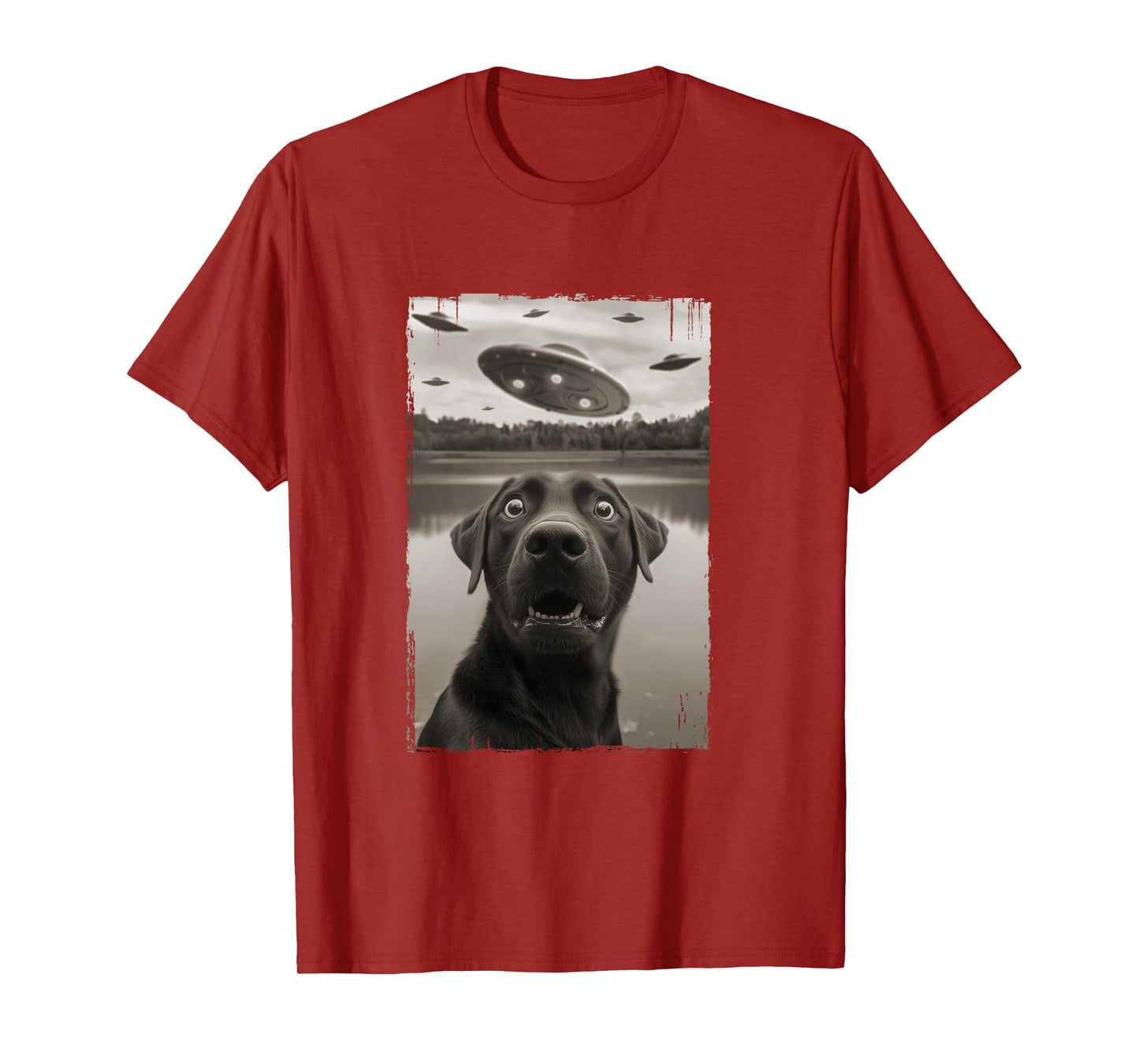 Classic Funny UFO and Labrador Retriever Selfie Long Sleeve T-Shirt