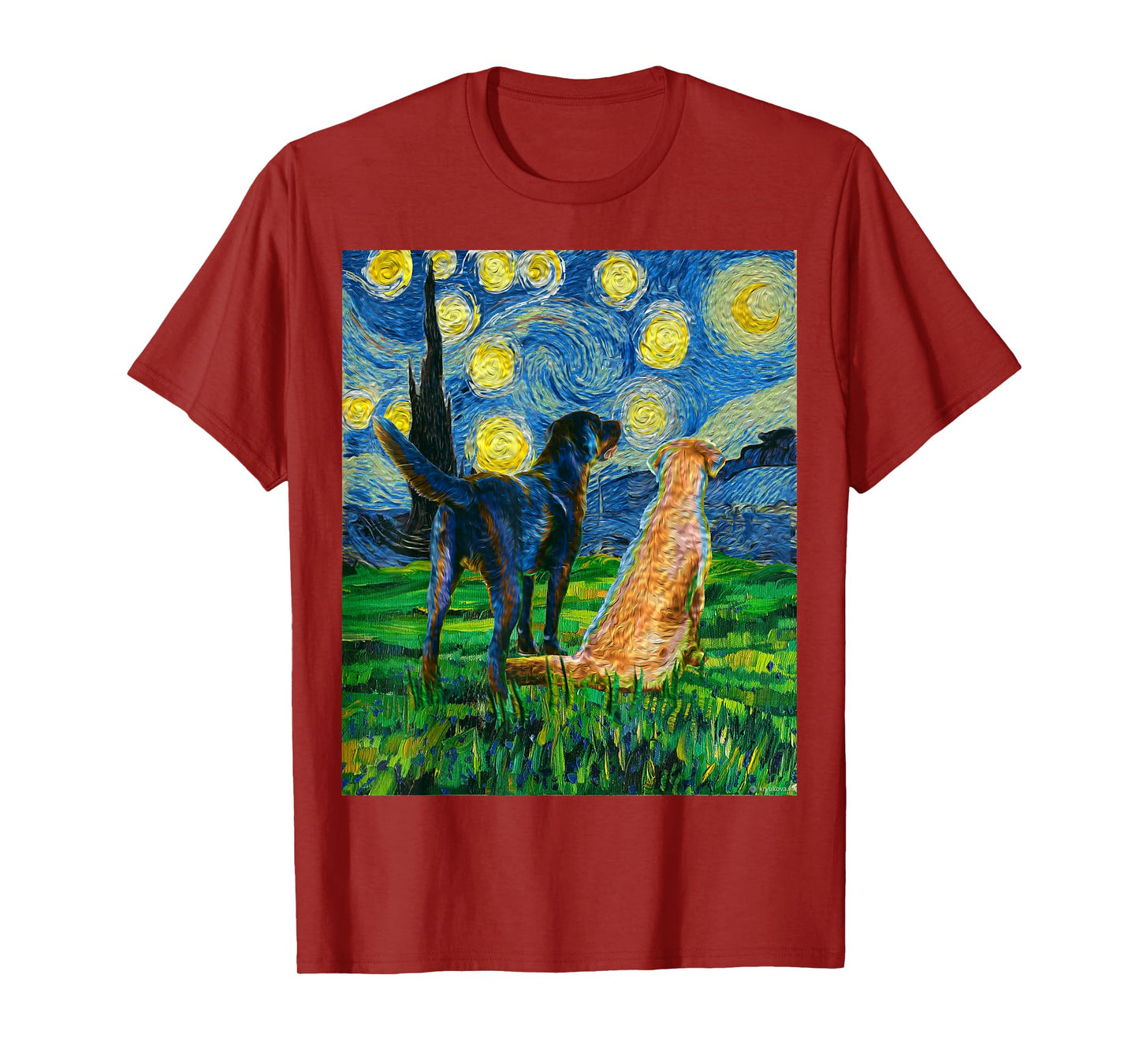 Gift for Labrador Retriever Owner Dog Lover Art Van Gogh T-Shirt for Men Women
