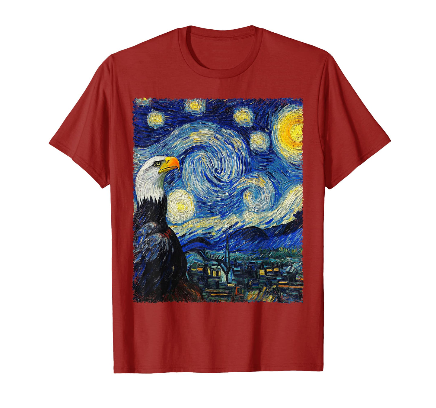 Modern Art Painting Van Gogh Starry Night Bird T-Shirt