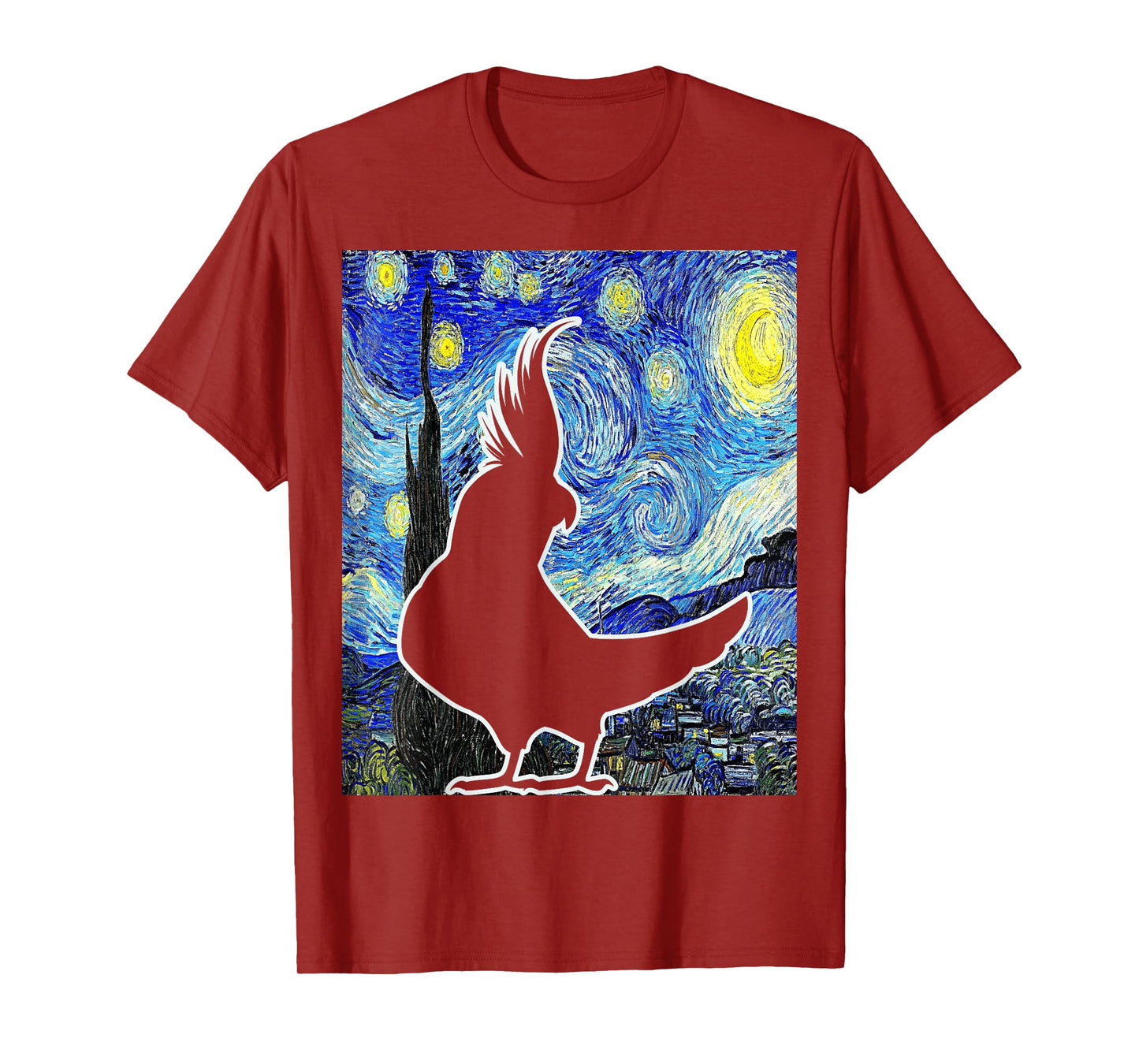 Cockatiel Starry Night Van Gogh Cockatiel Parrot Birding T-Shirt