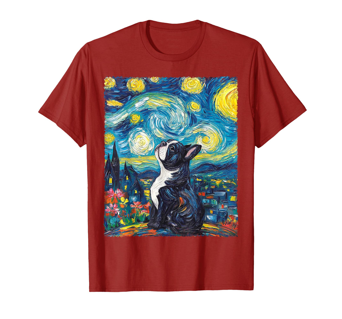 Van Gogh Starry Night French Bulldog T-Shirt
