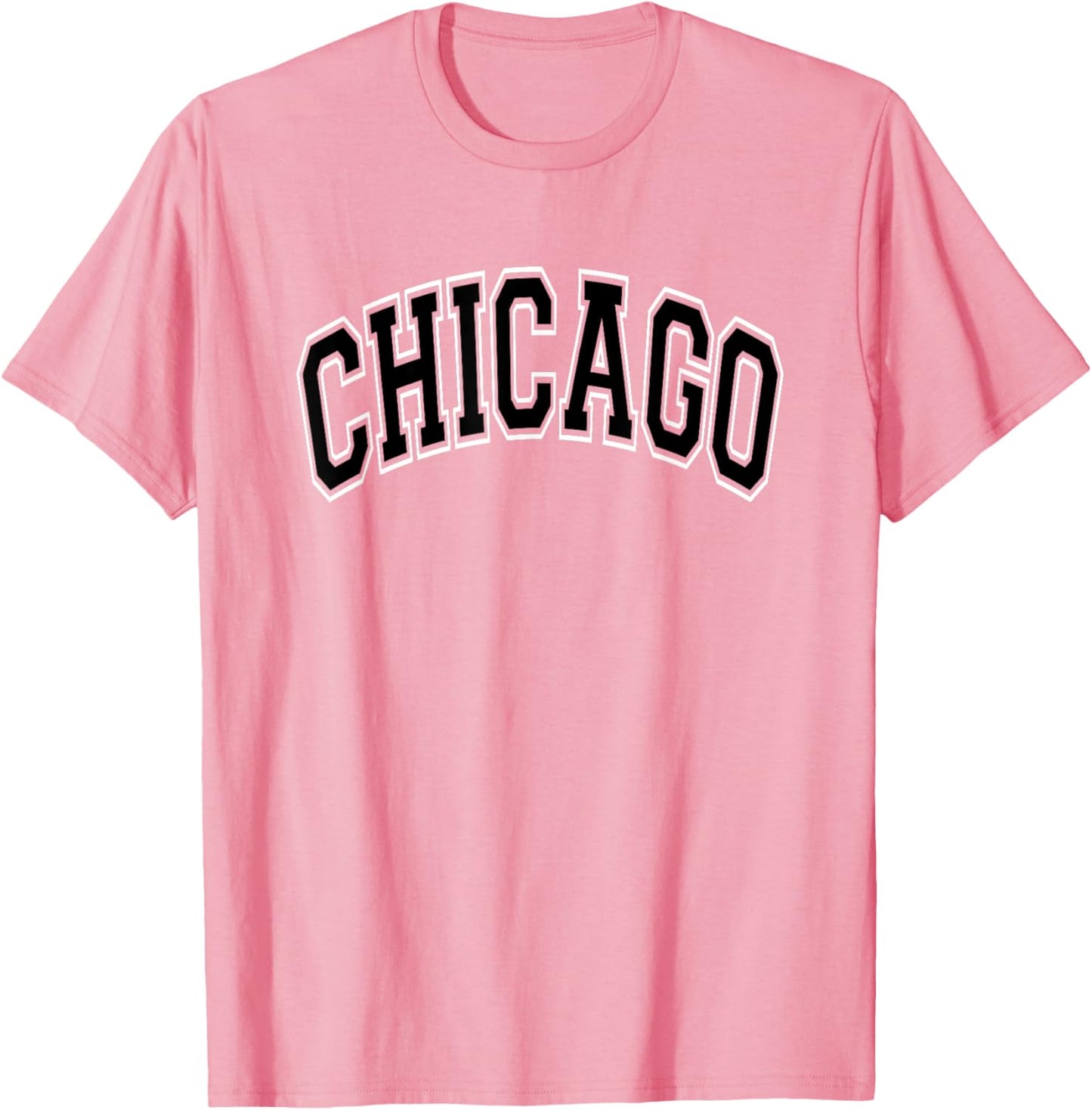 Chicago Arched Style Pink with Black Text T-Shirt