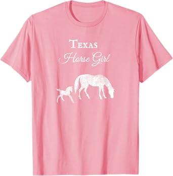 Texas Horse Girl Distressed Design Novelty T Shirt Gift Idea