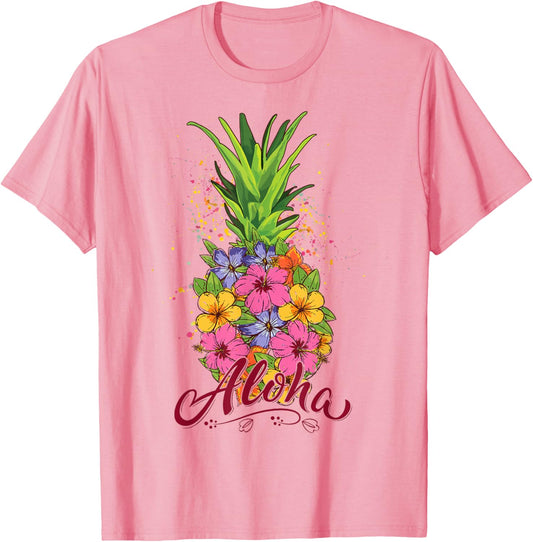 Aloha Hawaiian T-Shirt Teen Girl Toddler Pineapple Hibiscus T-Shirt