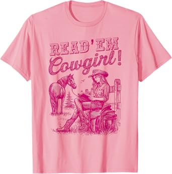 Read 'em Cowgirl Cute Western Cowgirl Texas Bookish Bookworm T-Shirt