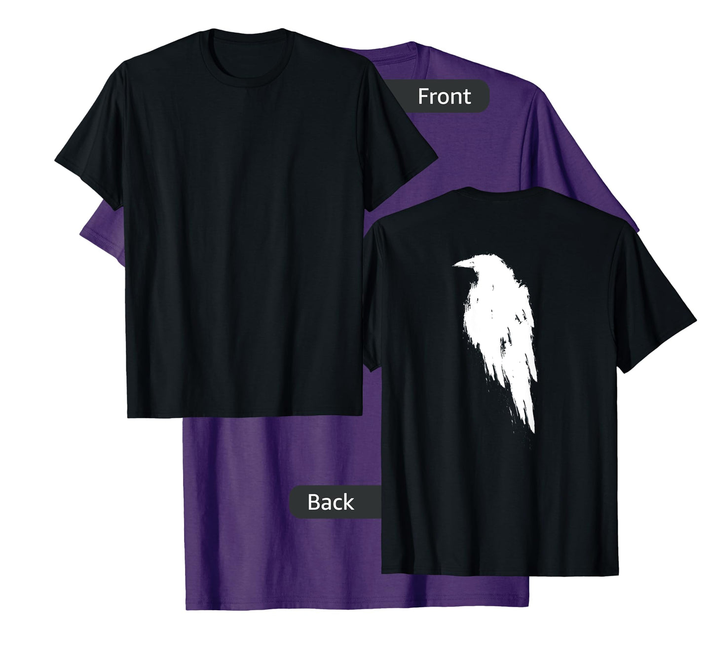 Retro Vintage White Raven Crow DESIGN ON BACK T-Shirt