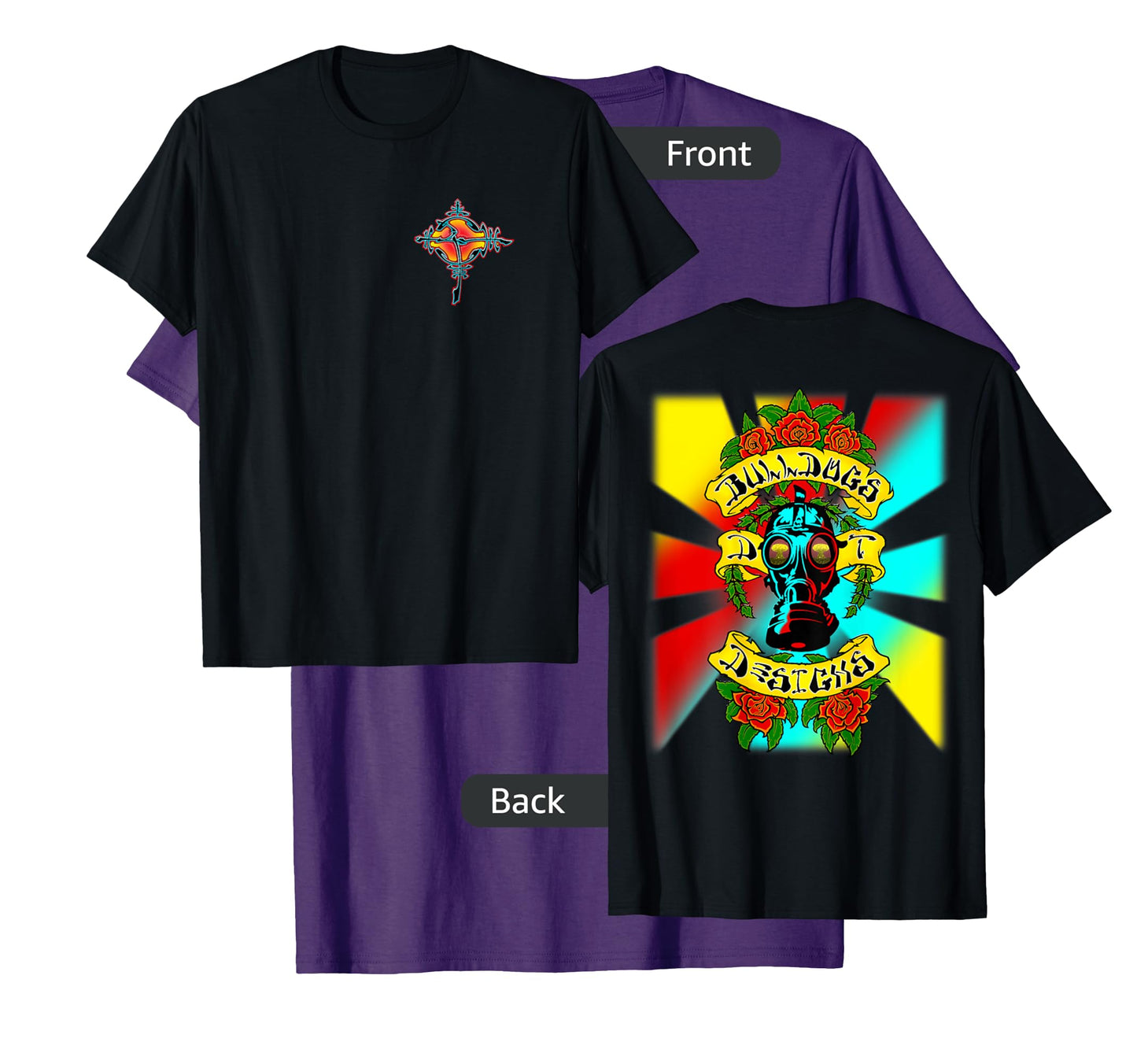 Bulldogs Designs DT Gas Head Roses Skateboard Design T-Shirt