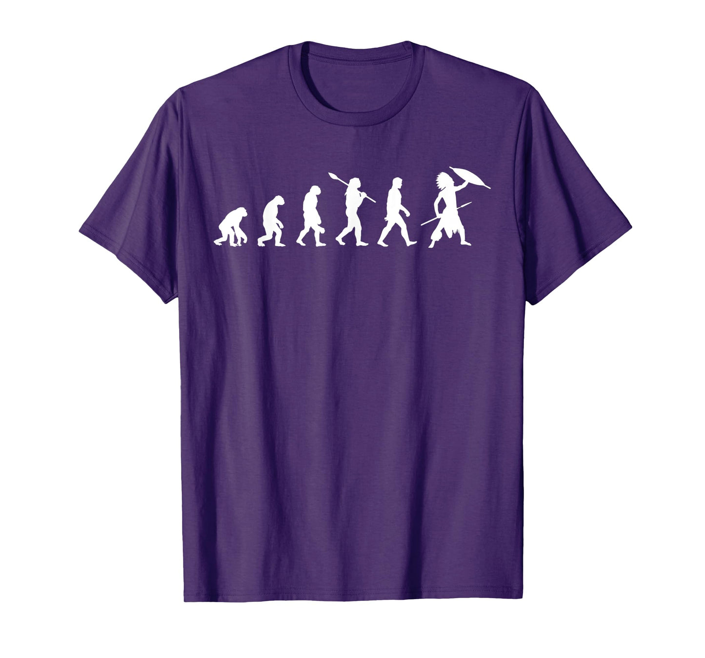 Native American with Spear and Shield - Evolution of Man T-Shirt