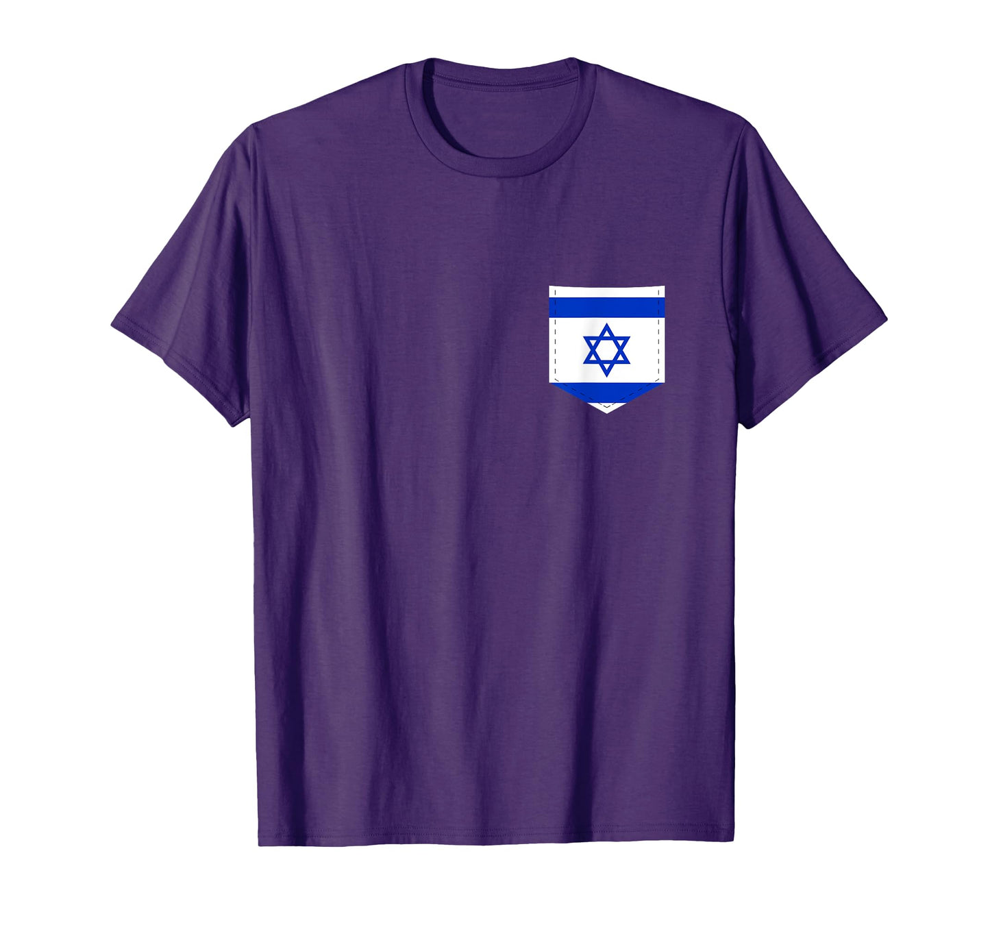 Israel Flag T-Shirt with Printed Israeli Flag Pocket T-Shirt