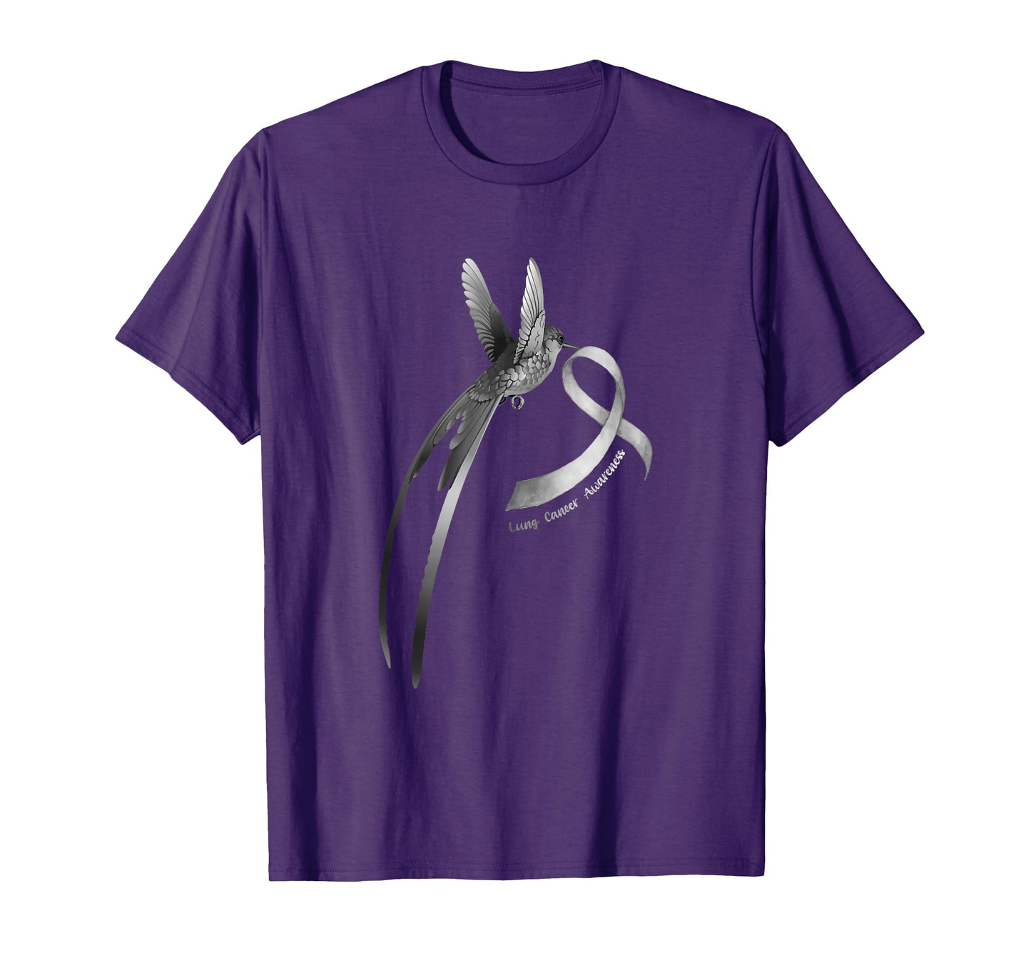 Bird White Ribbon Lung Cancer Awareness T-Shirt