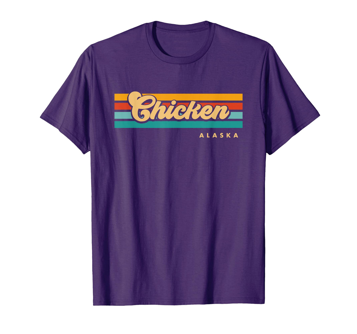 Vintage Sunset Stripes Chicken, Alaska T-Shirt