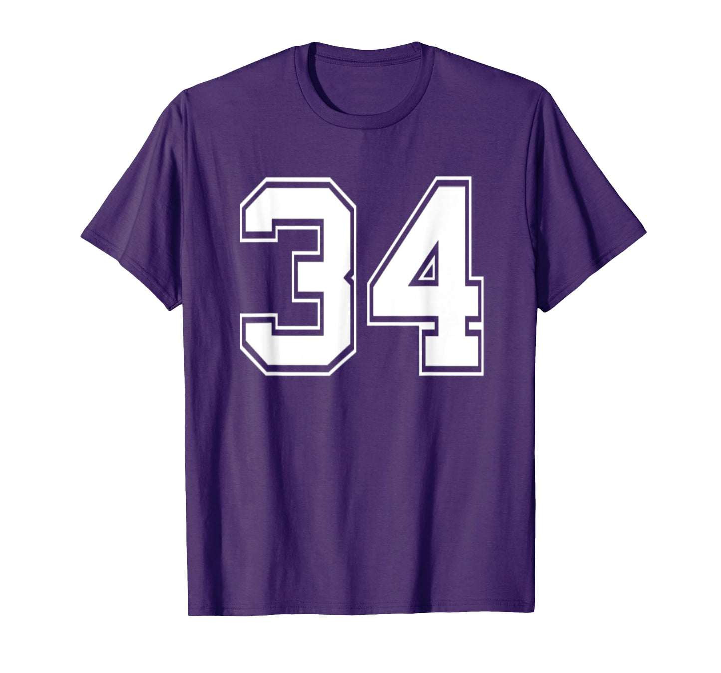 Number 34 TShirt Baseball Football Soccer Birthday T-Shirt
